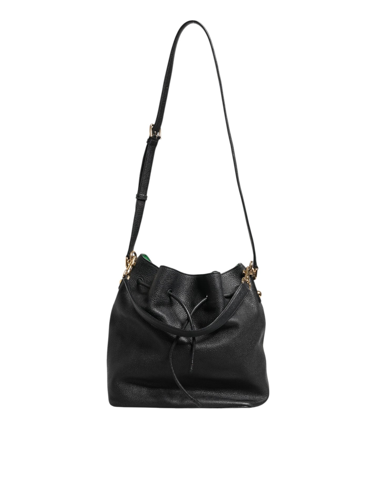 Dolce & Gabbana Schwarz Leder Schulter Crossbody Bucket Frauen Borse Tasche