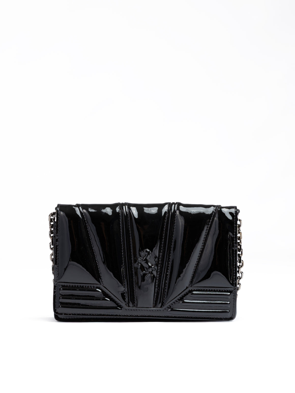 Ferrari Schwarze GT-Lackleder-Tasche mit Kette