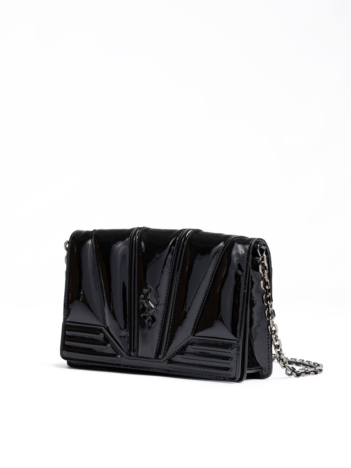 Ferrari Schwarze GT-Lackleder-Tasche mit Kette