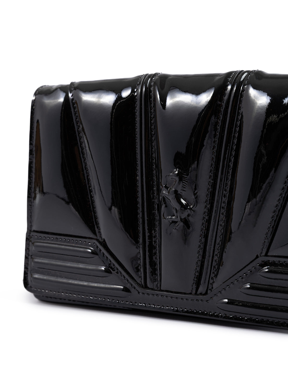 Ferrari Schwarze GT-Lackleder-Tasche mit Kette