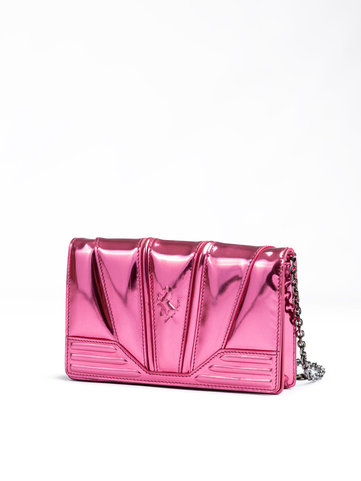 Ferrari Metall Pink GT Lackleder Tasche mit Kette