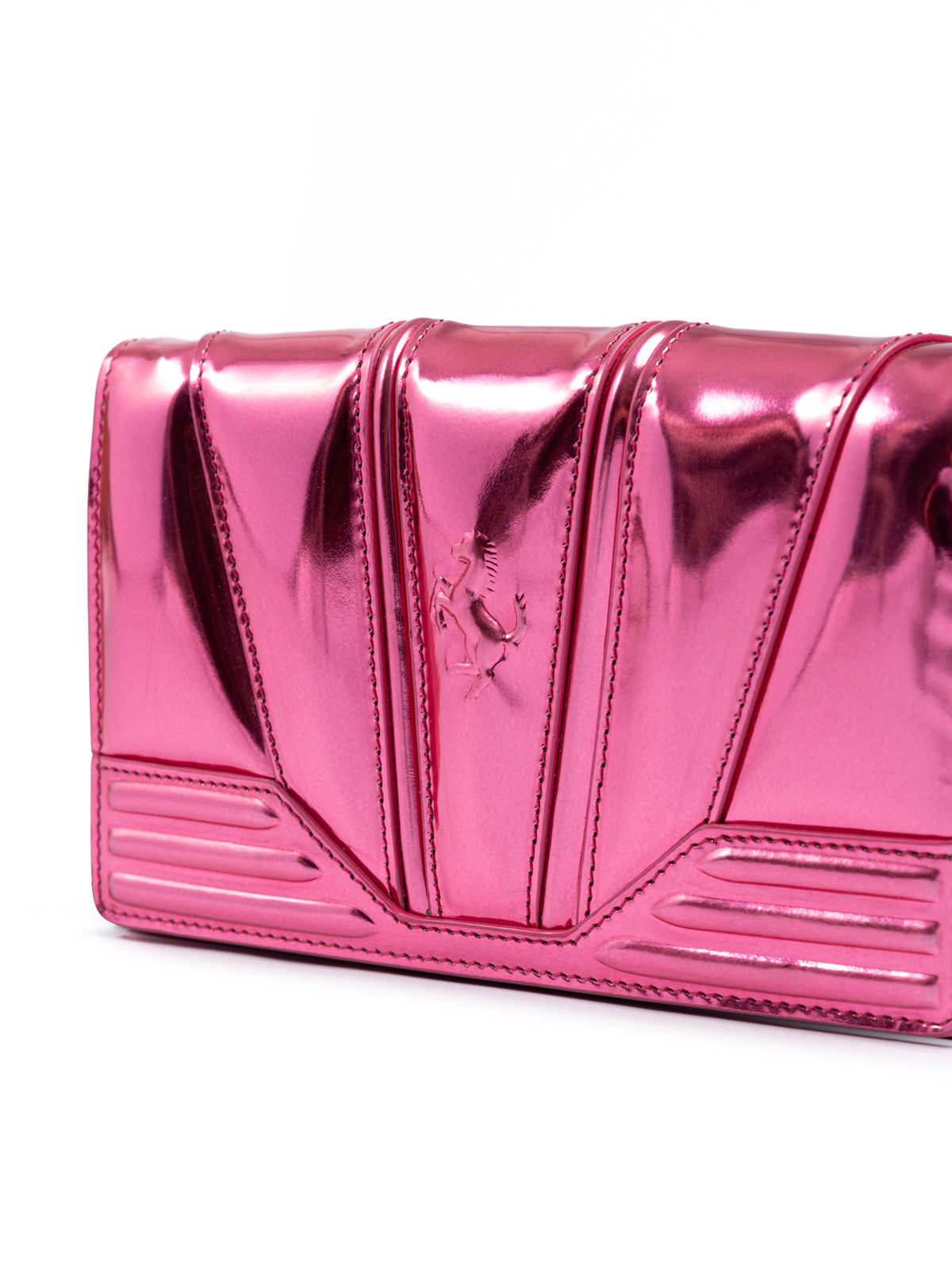 Ferrari Metall Pink GT Lackleder Tasche mit Kette