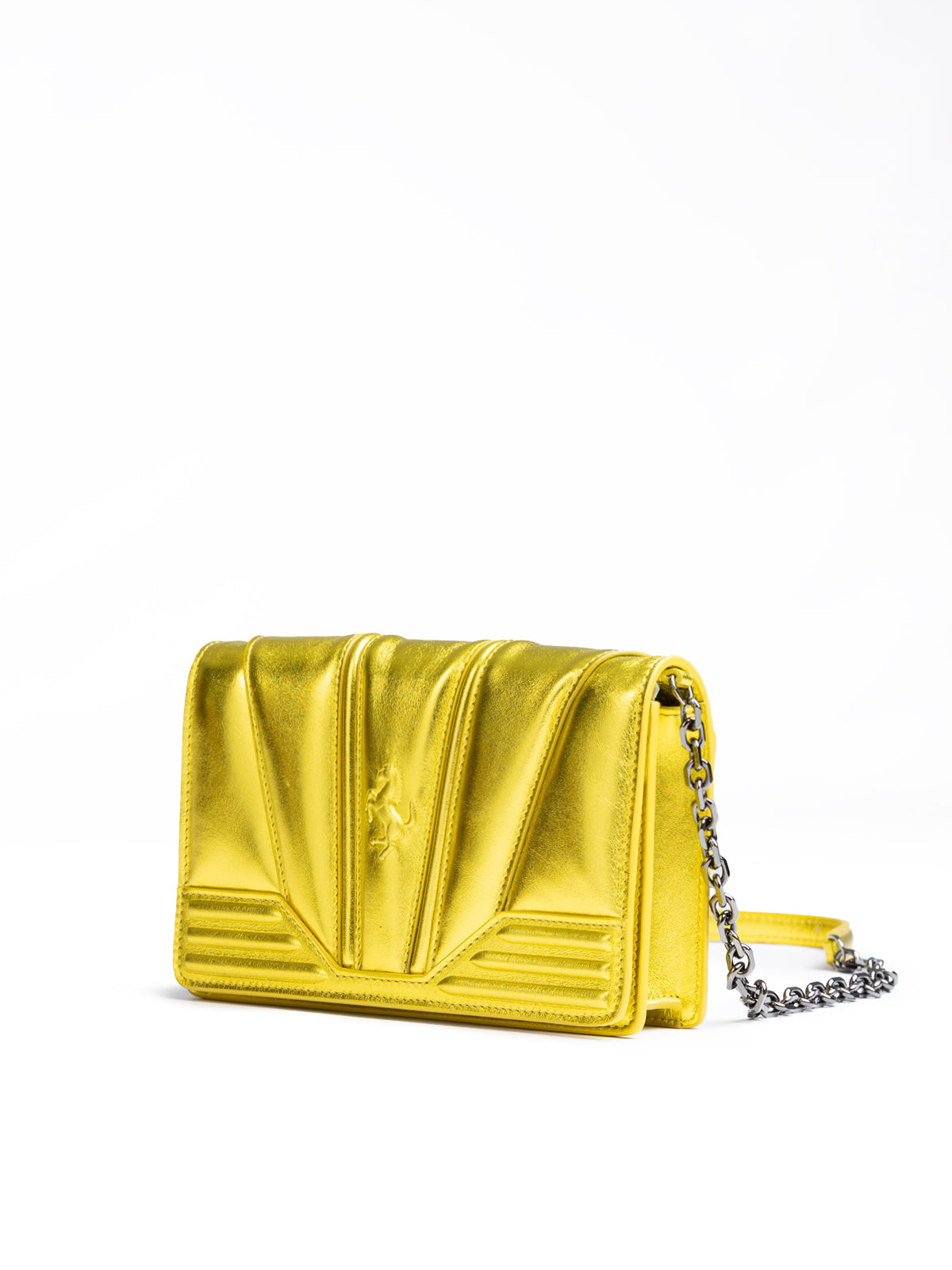 Ferrari Metall Gelbe GT Lackledertasche mit Kette