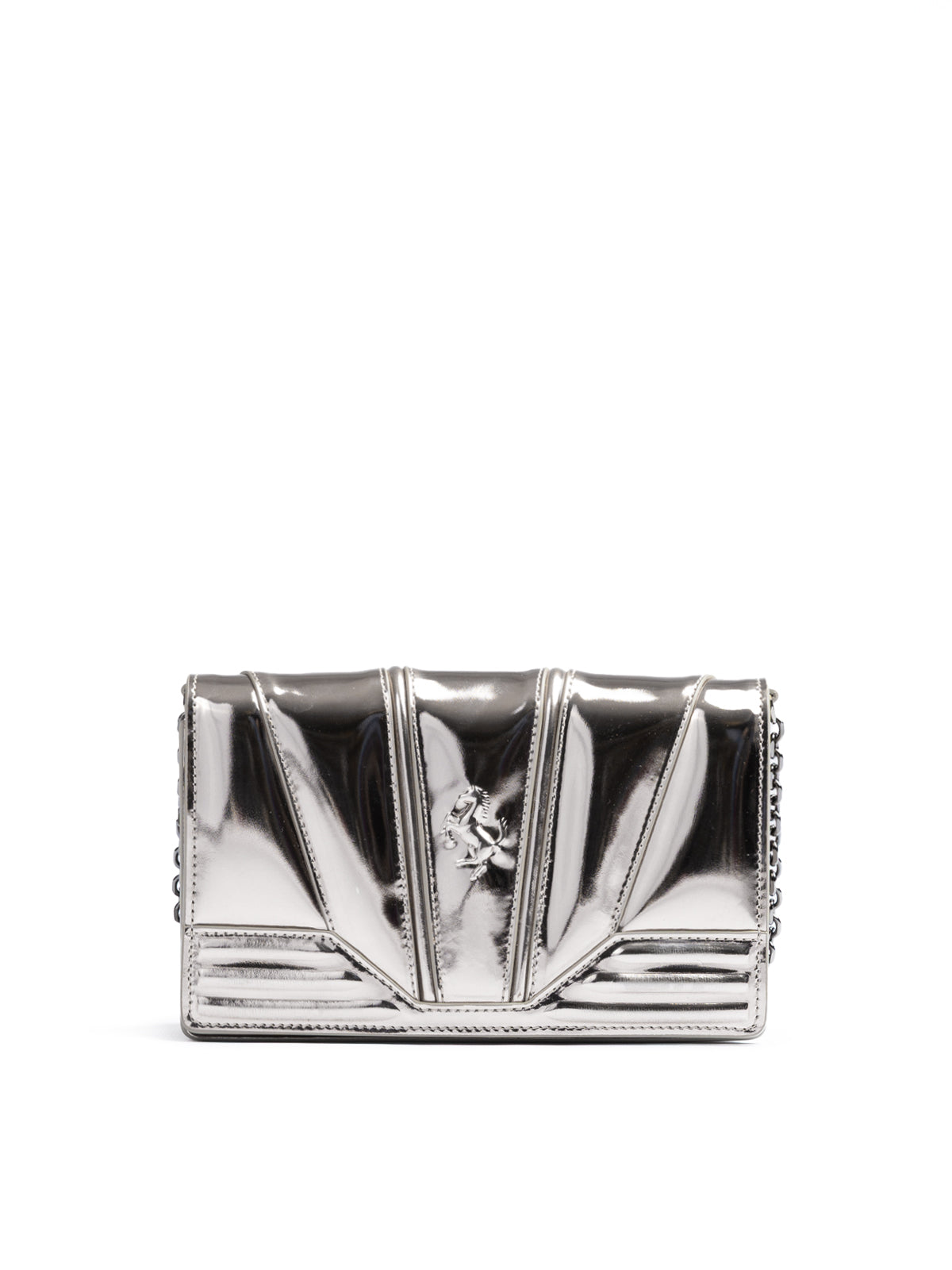 Ferrari Metal Silver GT Lackleder Tasche mit Kette