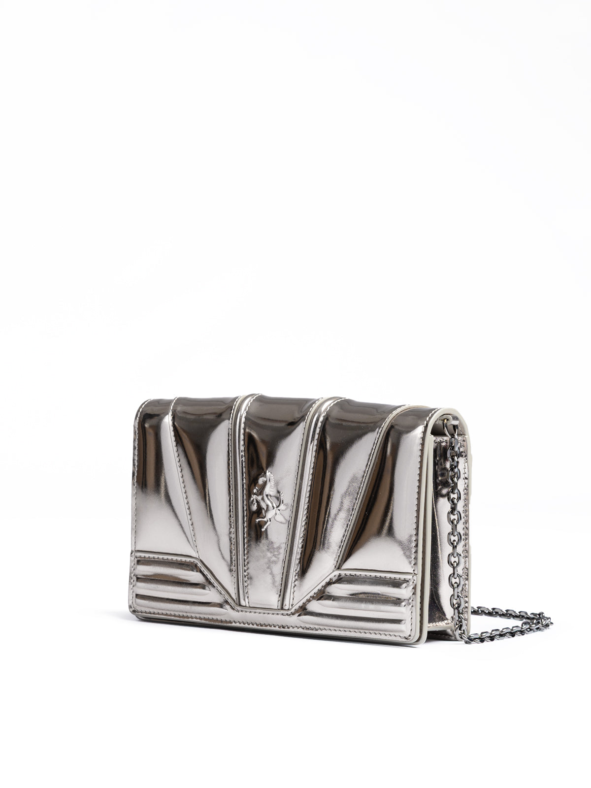 Ferrari Metal Silver GT Lackleder Tasche mit Kette