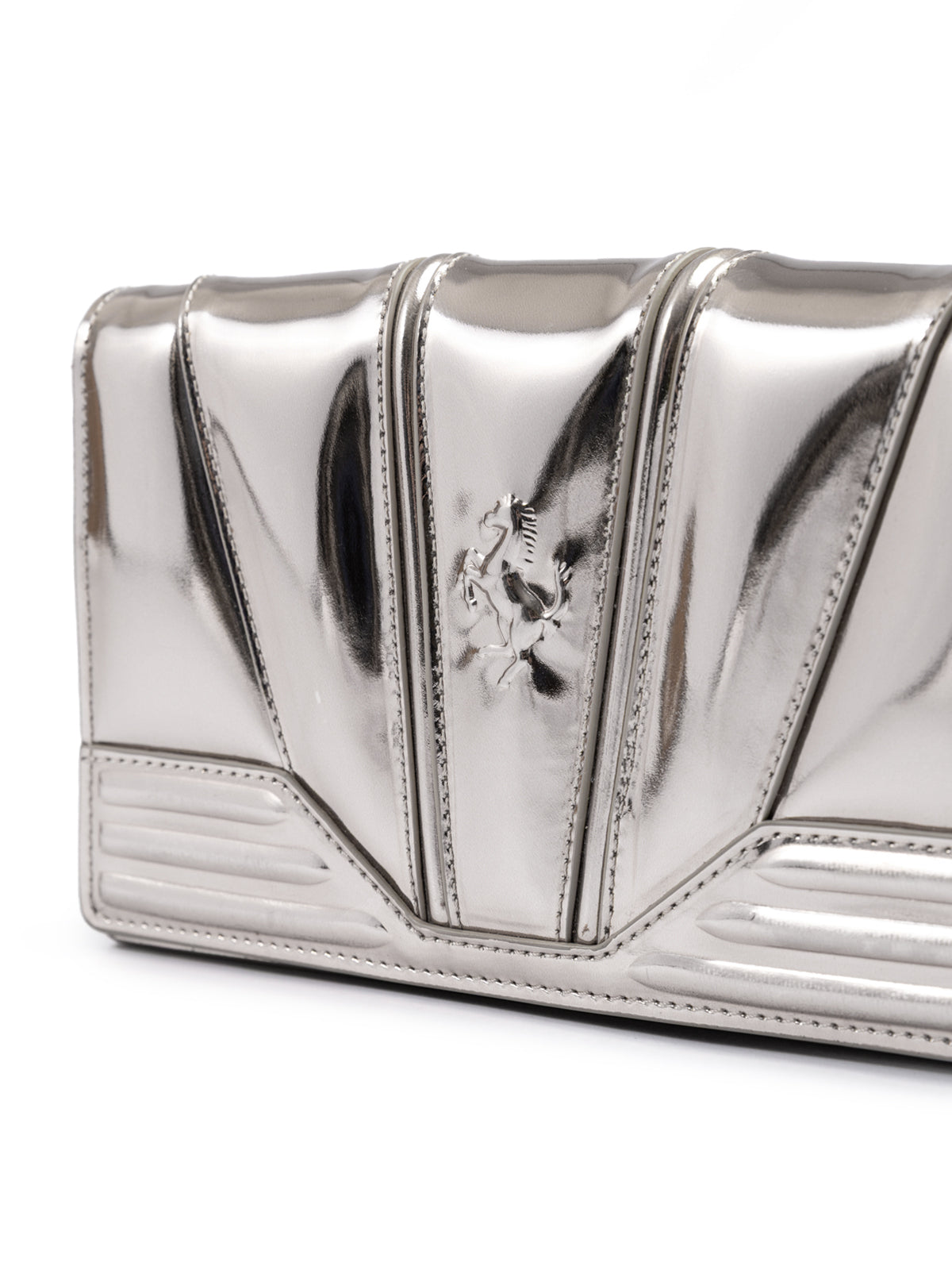 Ferrari Metal Silver GT Lackleder Tasche mit Kette