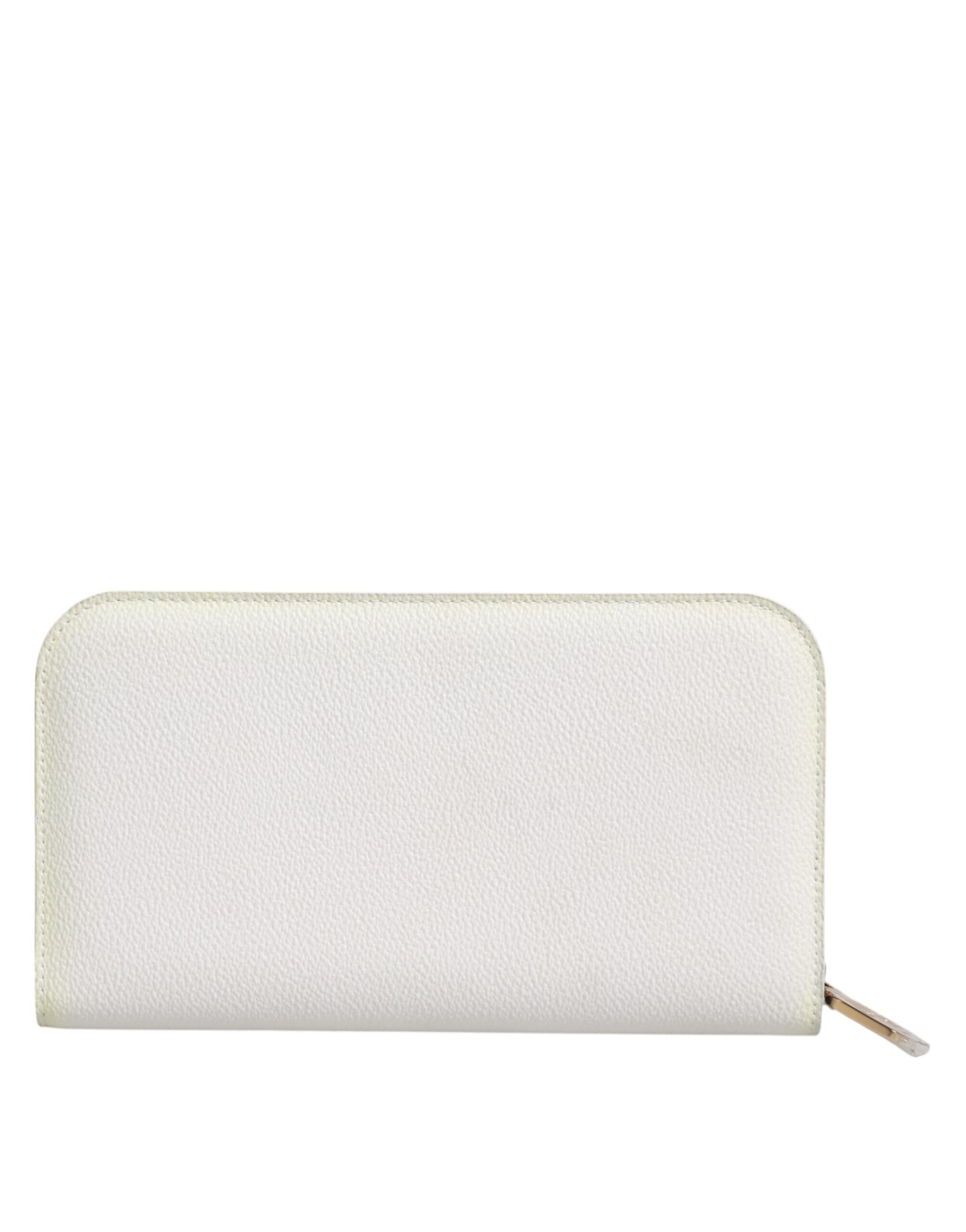 Dolce & Gabbana Weißes Leder Logo-Plakette Zip Around Continental Brieftasche