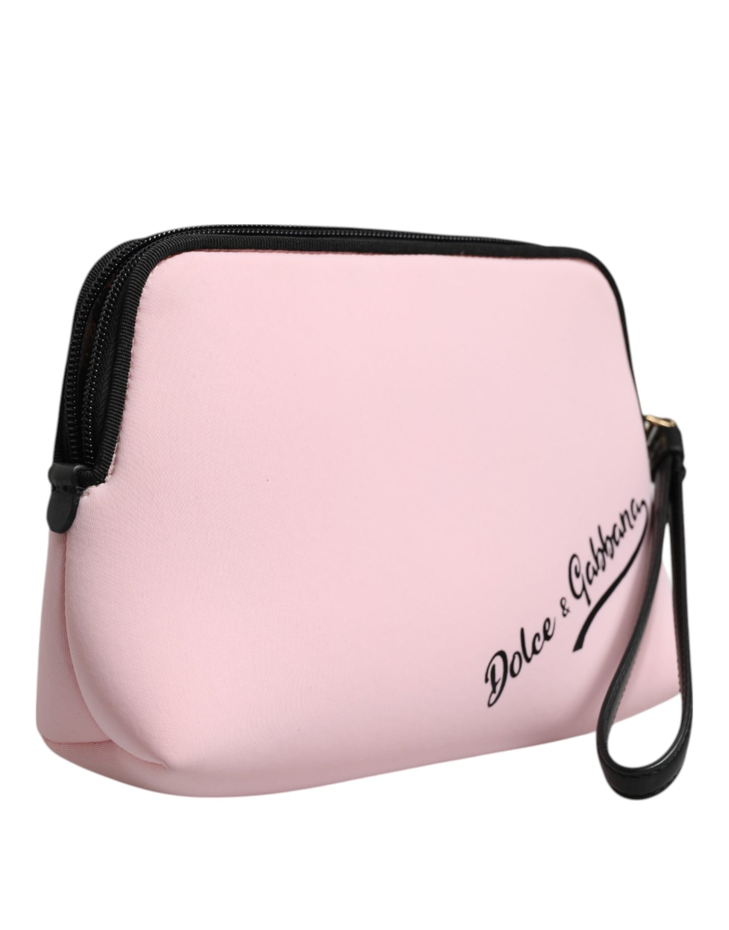 Dolce & Gabbana Rosa Solid Nylon DG Logo Print Clutch Zip Borse Pouch Tasche