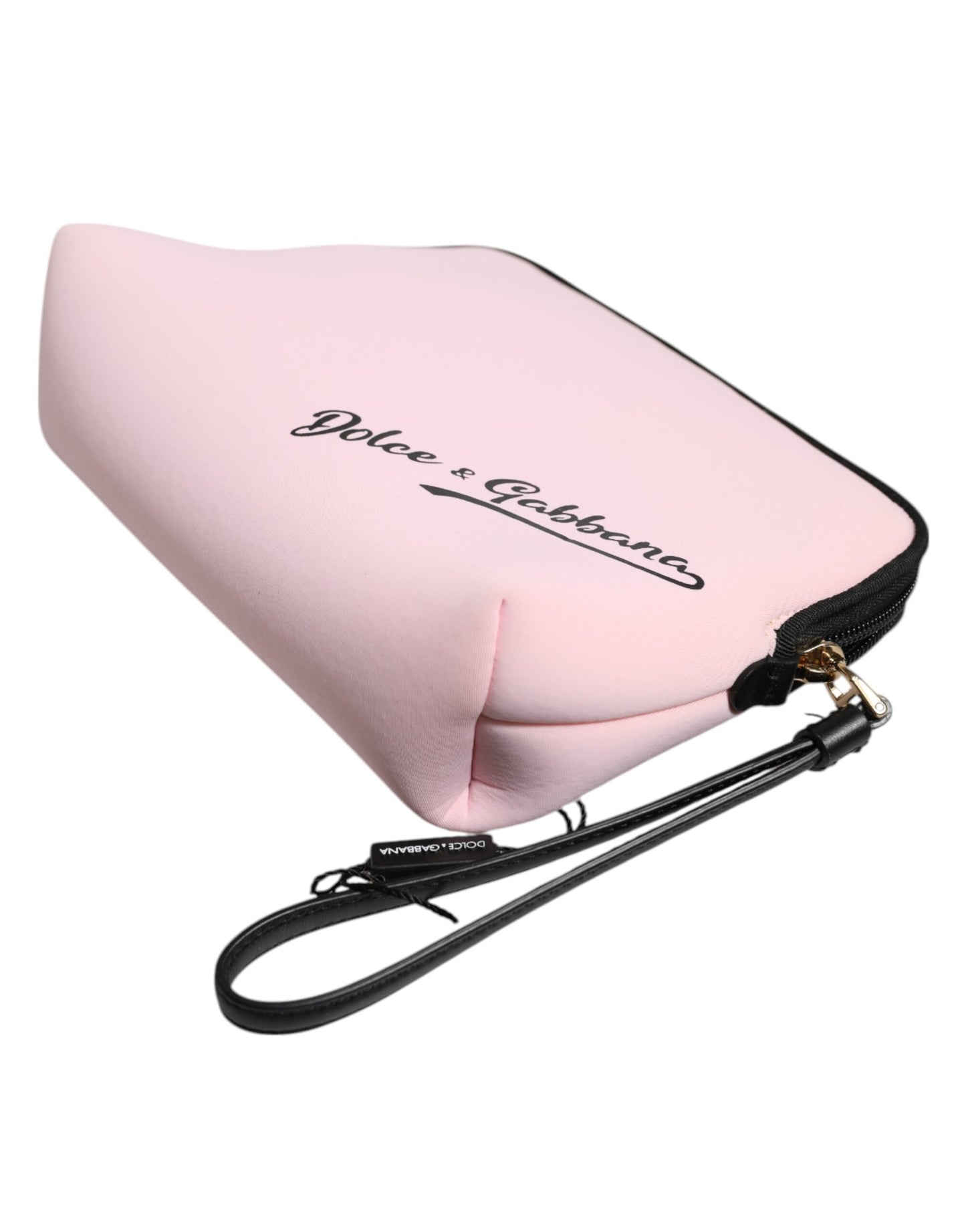 Dolce & Gabbana Rosa Solid Nylon DG Logo Print Clutch Zip Borse Pouch Tasche