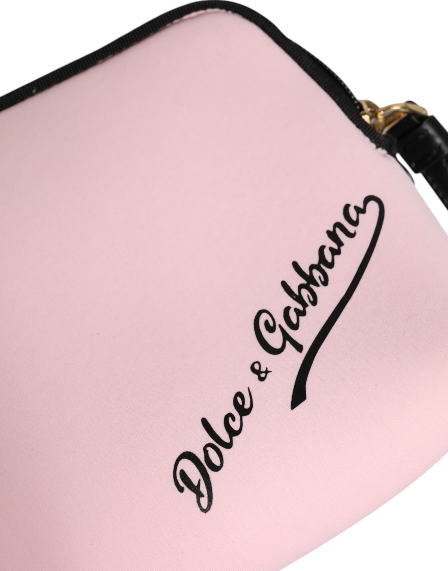 Dolce & Gabbana Rosa Solid Nylon DG Logo Print Clutch Zip Borse Pouch Tasche