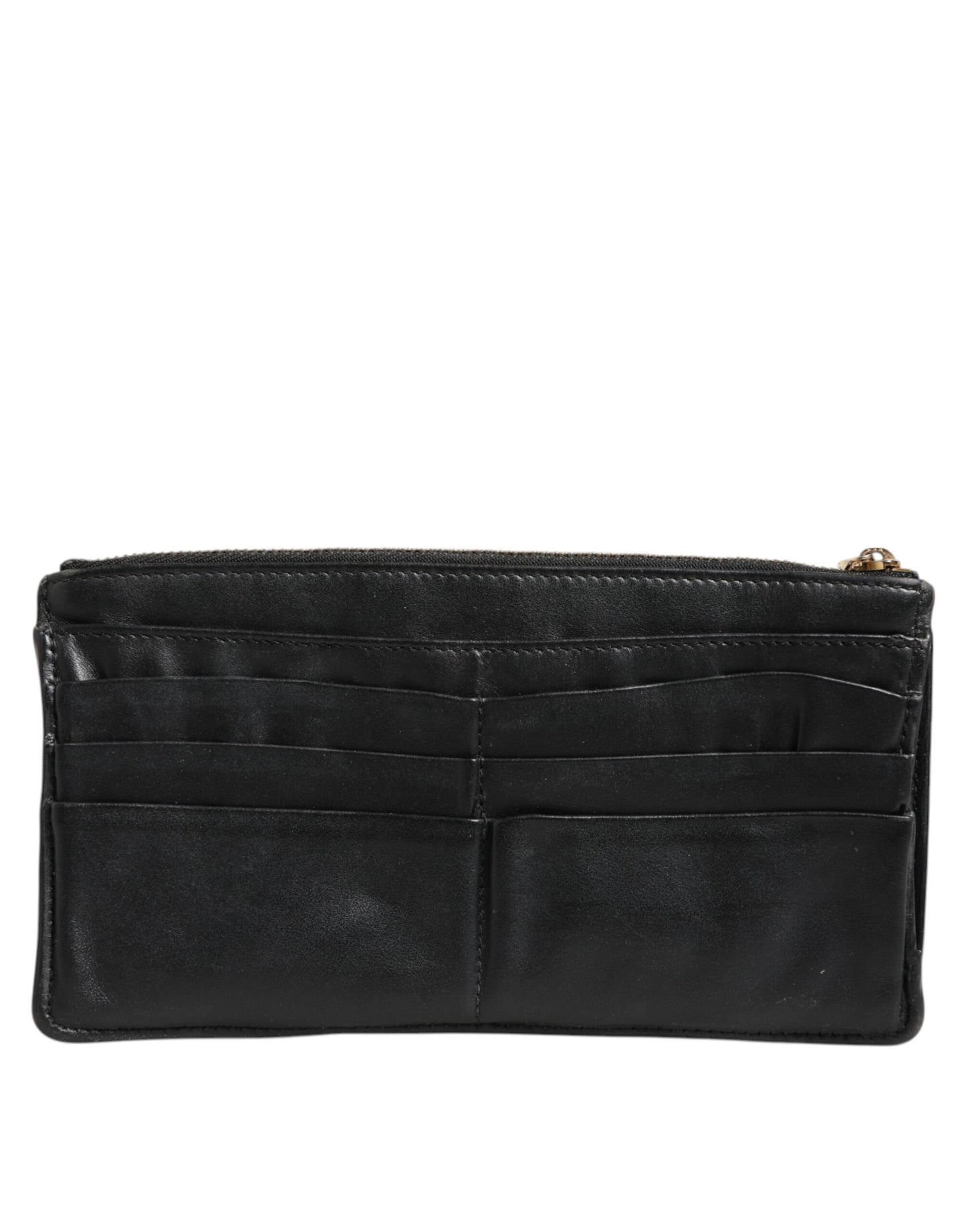 Dolce & Gabbana Schwarzes Kalbsleder DG Logo Damen Karteninhaberin Brieftasche