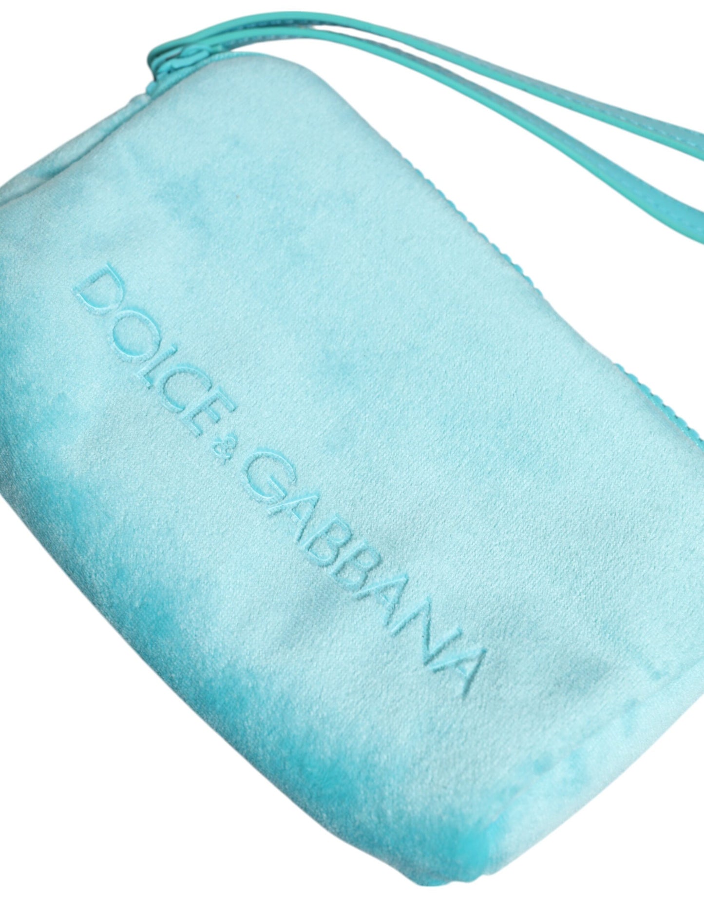 Dolce & Gabbana Hellblaue solide Logo-Kupplung-Sonnenbrillenhalter-Tasche