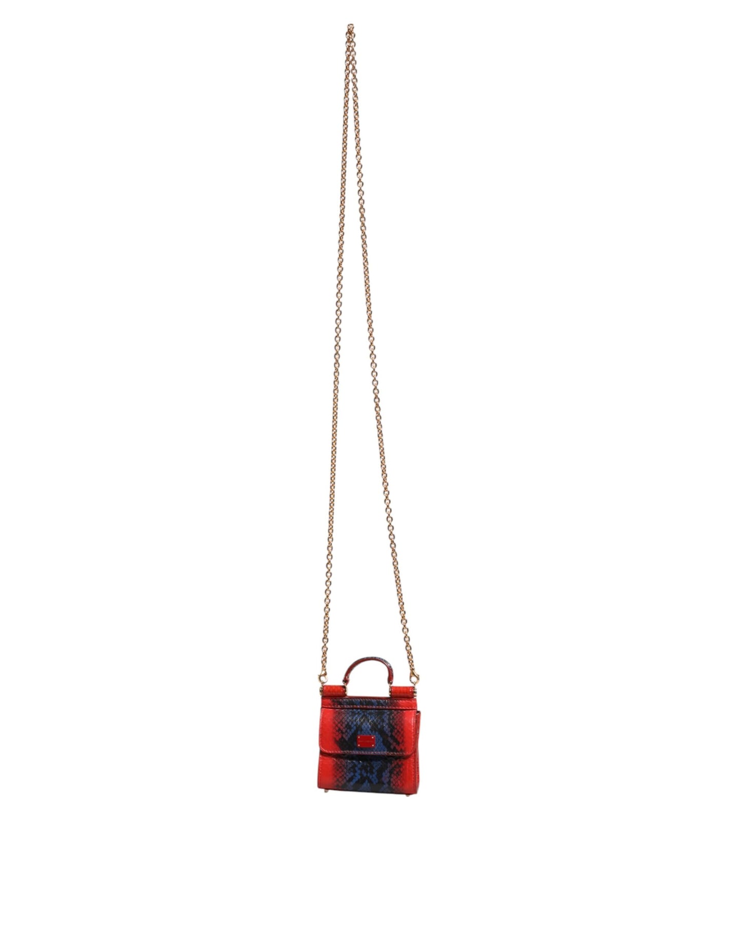 Dolce & Gabbana Rot Blau Leder Sicily Crossbody Kette SatchelBorse Tasche