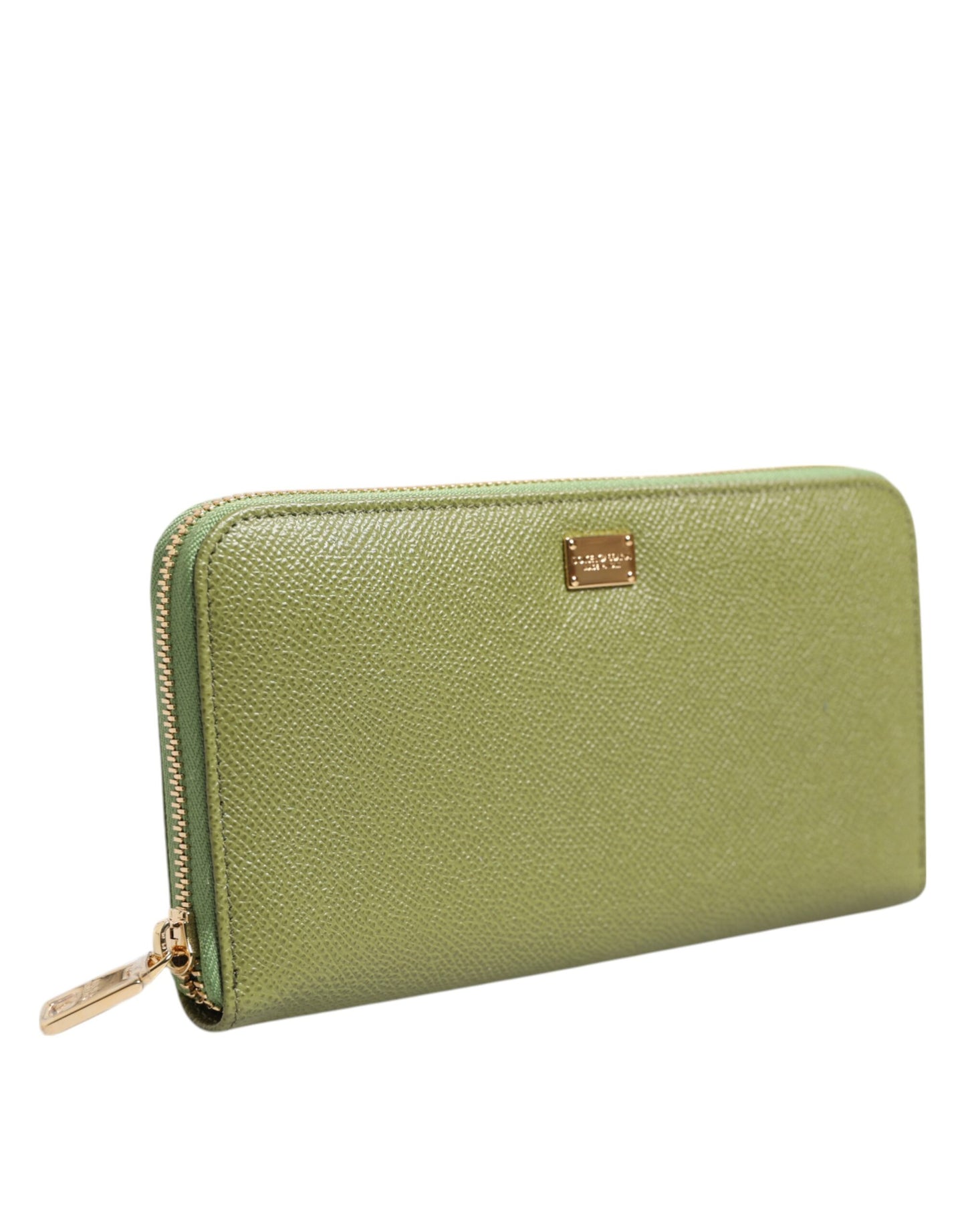 Dolce & Gabbana Grünes Leder Logo Plaque Zip um Continenta Brieftasche