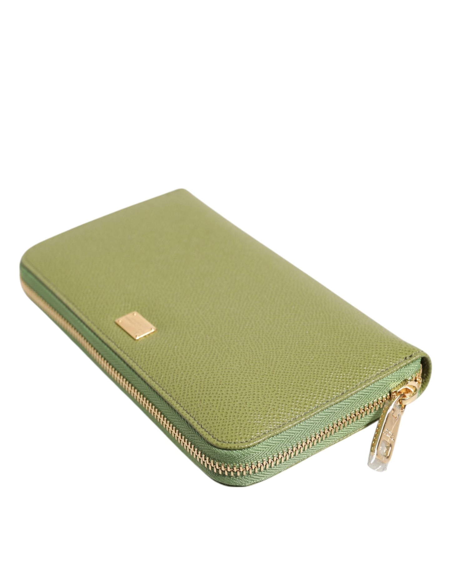 Dolce & Gabbana Grünes Leder Logo Plaque Zip um Continenta Brieftasche