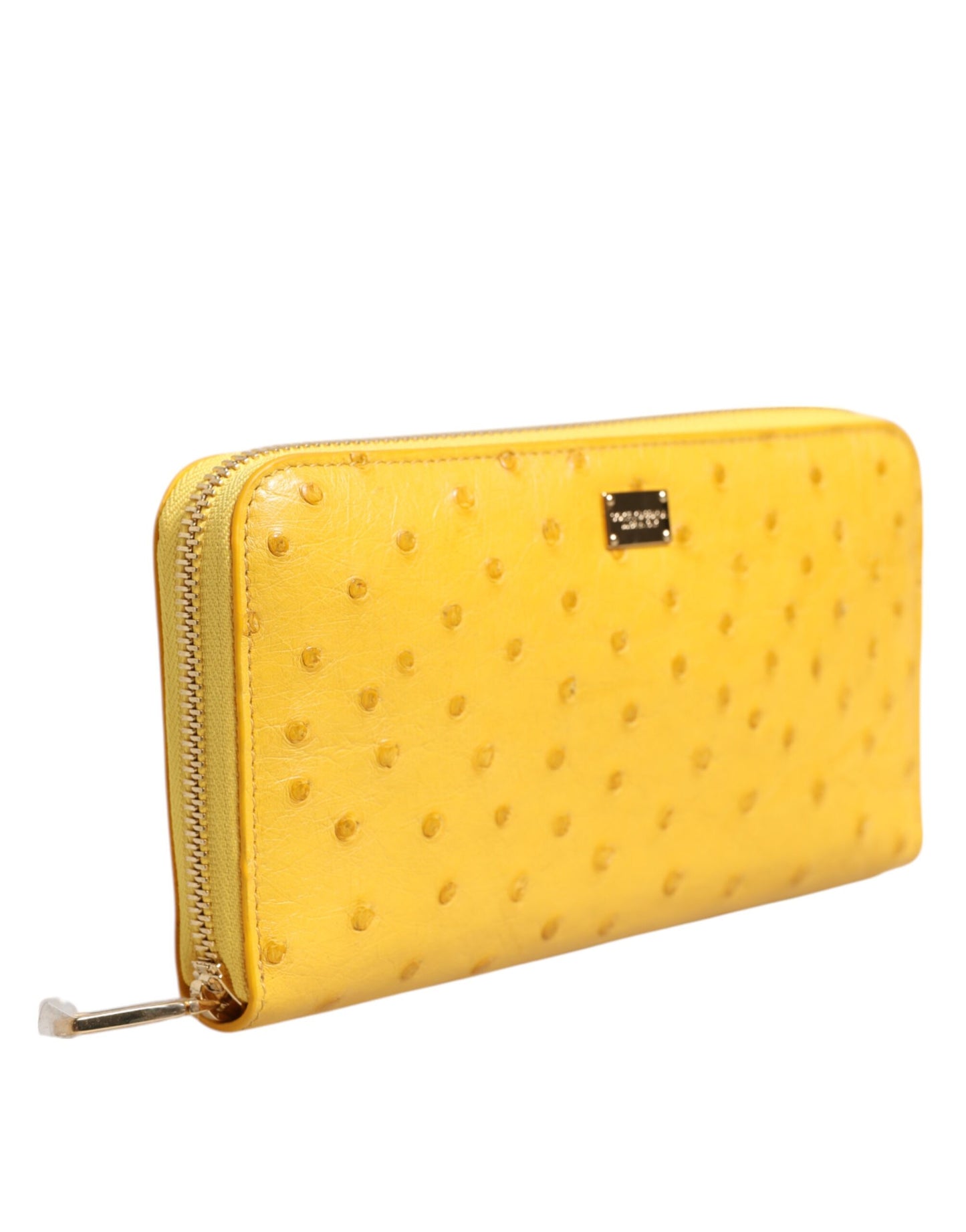 Dolce & Gabbana Gelbe Lederlogoplakette Zip Around Continental Brieftasche