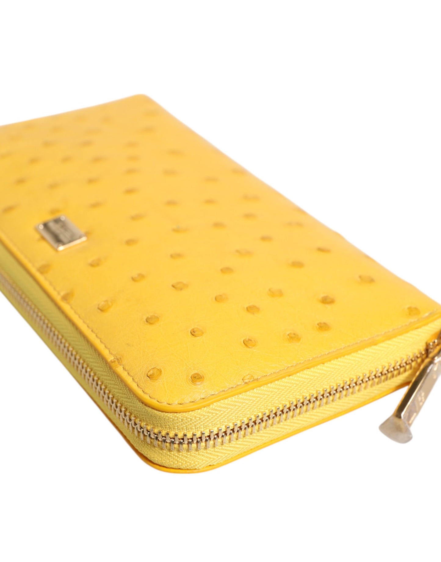 Dolce & Gabbana Gelbe Lederlogoplakette Zip Around Continental Brieftasche