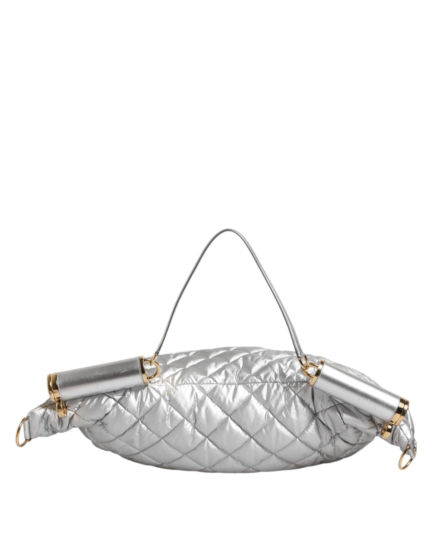 Dolce & Gabbana Silberne gesteppte gefüllte Crossbody-Umhängetasche SICILY Bag