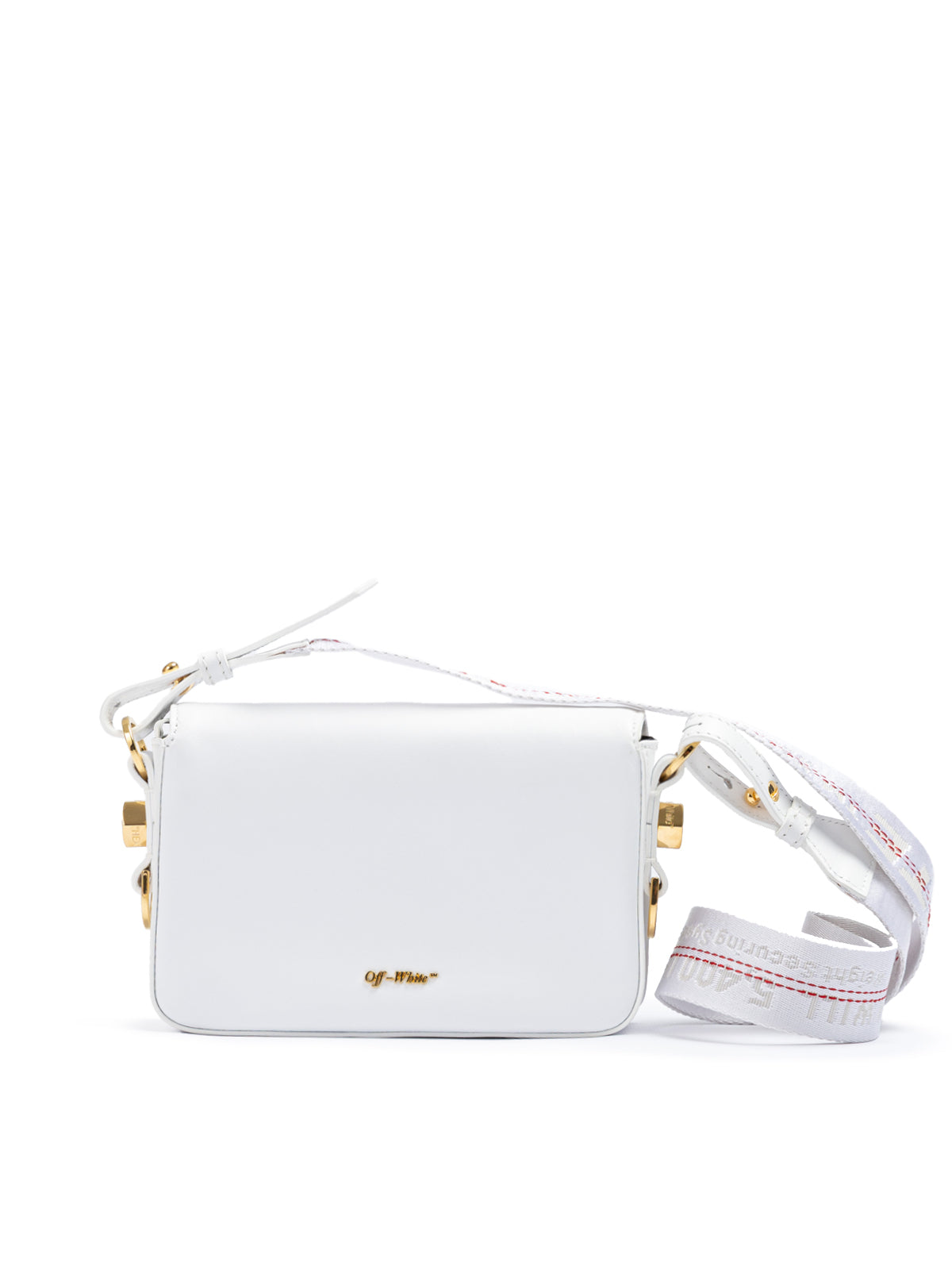 Off-White Weiß/Gold Metallic-Streifen Mini Crossbody Tasche