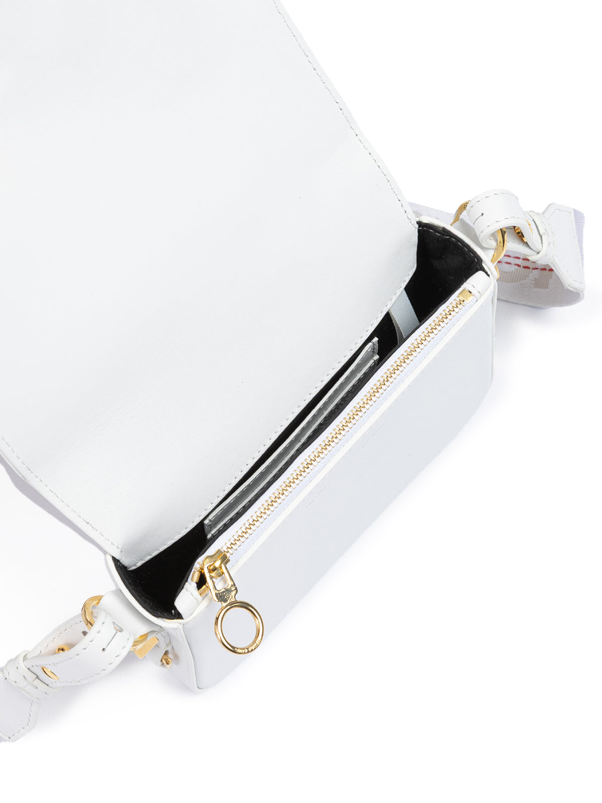 Off-White Weiß/Gold Metallic-Streifen Mini Crossbody Tasche