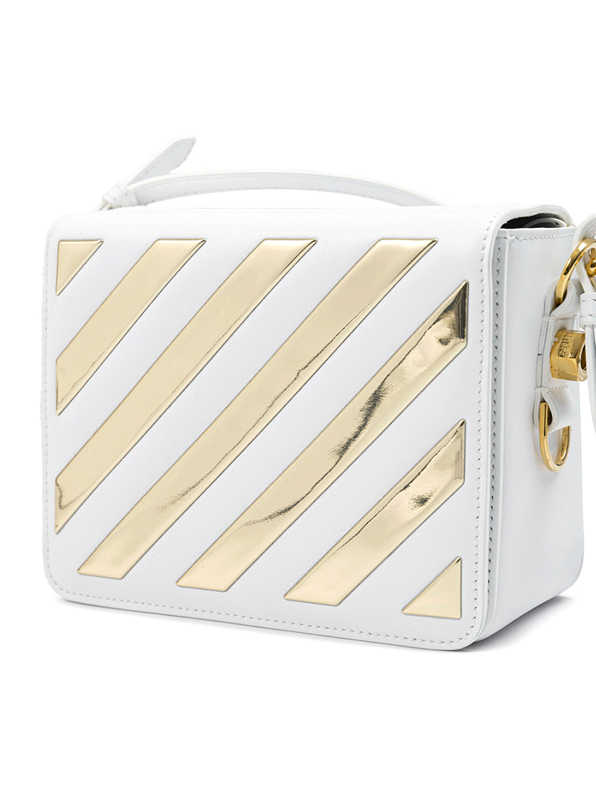 Off-White Weiß/Gold Metallic-Streifen Crossbody Tasche