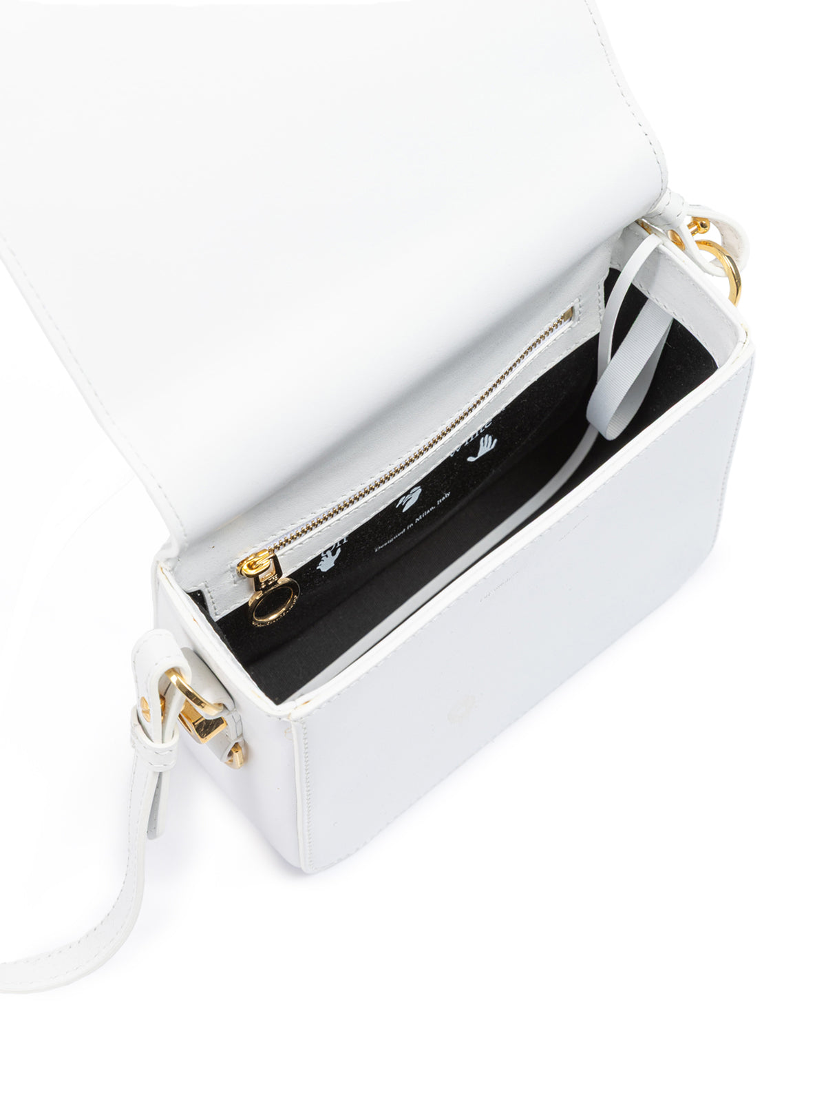 Off-White Weiß/Gold Metallic-Streifen Crossbody Tasche