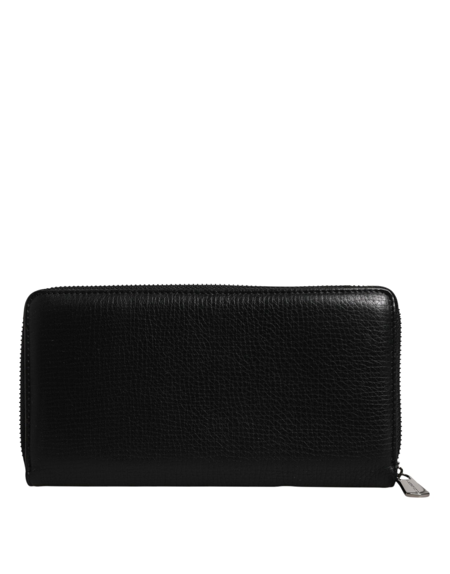 Dolce & Gabbana Schwarzes Kalbsleder Logo Zip Around Continental Brieftasche