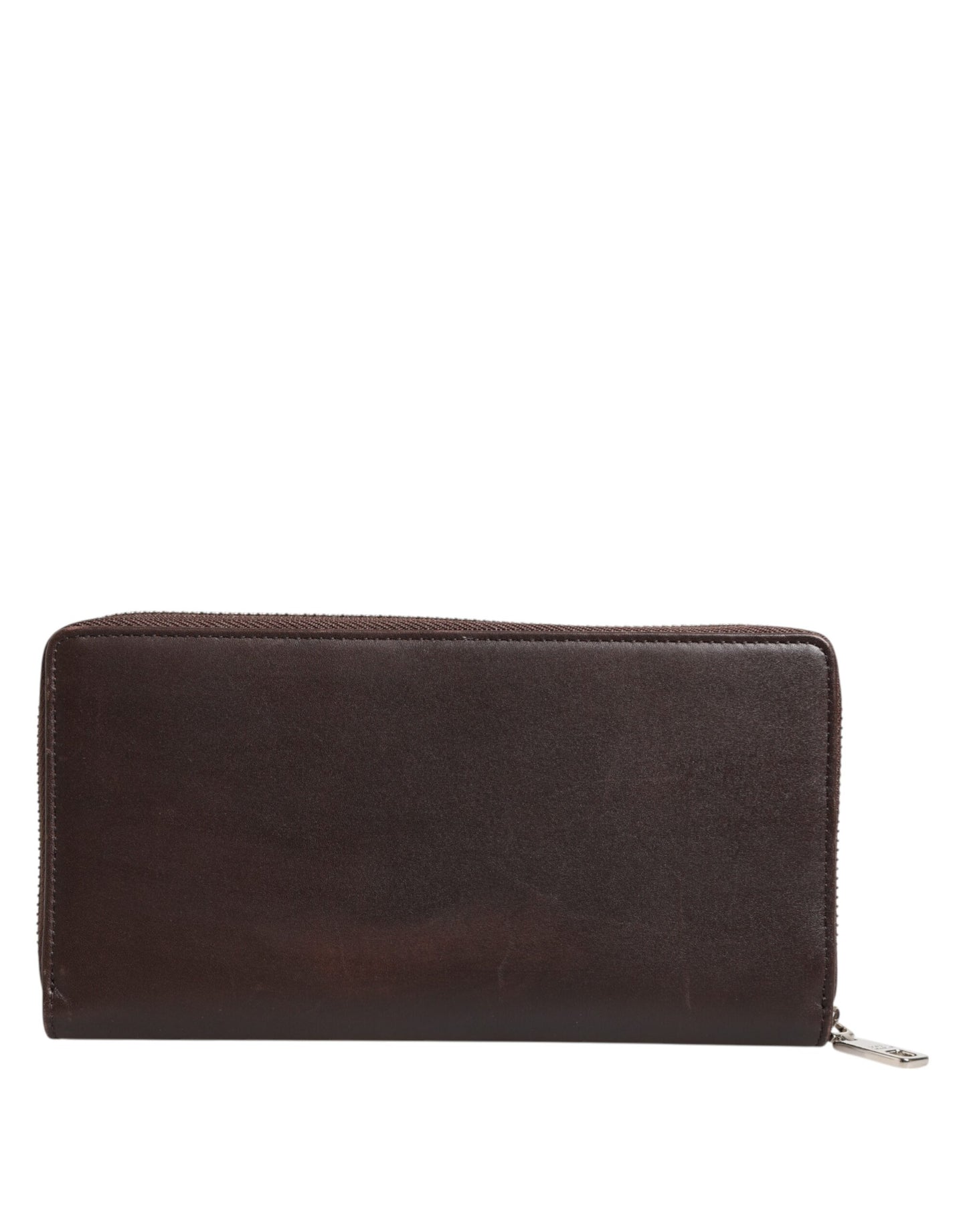 Dolce & Gabbana Braunes Kalbsleder Logo Zip Around Continental Brieftasche