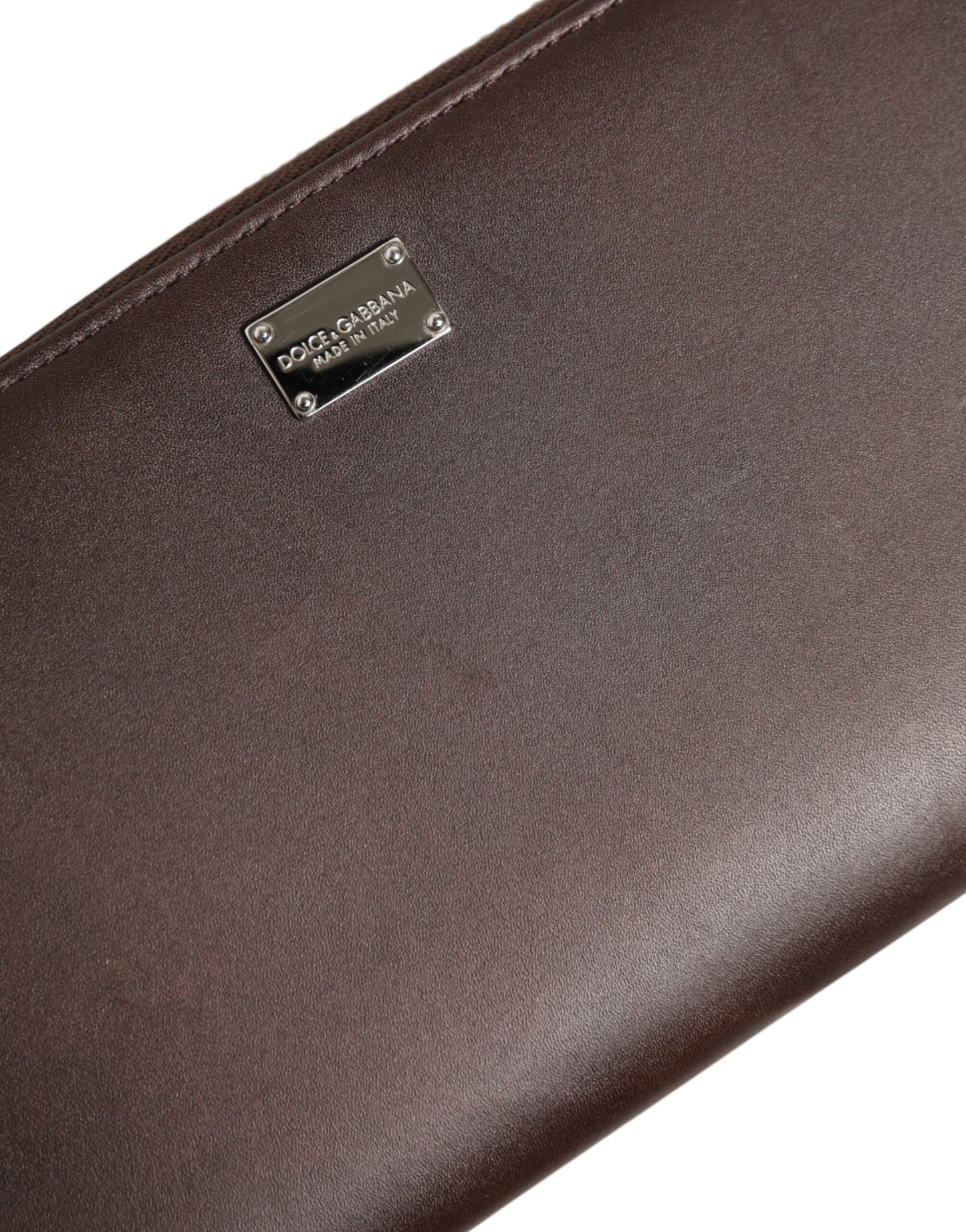 Dolce & Gabbana Braunes Kalbsleder Logo Zip Around Continental Brieftasche