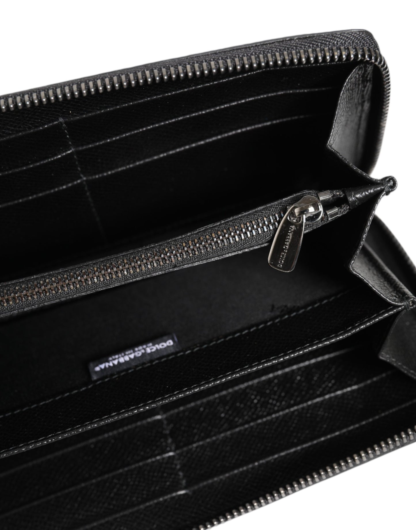 Dolce & Gabbana Schwarzer grauer Leopard Leder Zip Around Continental Geldbörse