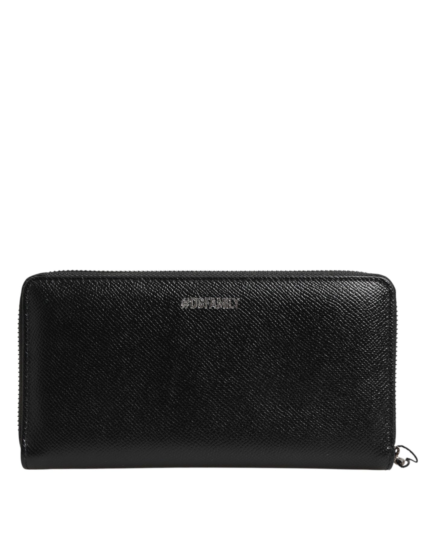 Dolce & Gabbana Schwarzes Leder #DGFAMILY Zipper Continental Herren Geldbörse