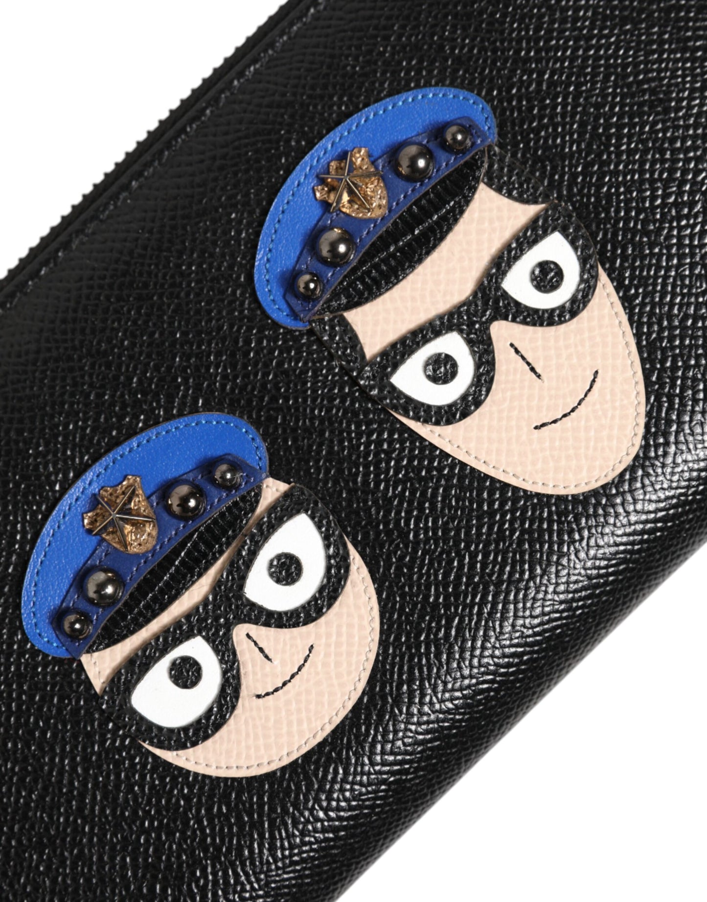 Dolce & Gabbana Schwarzes Leder #DGFAMILY Zipper Continental Herren Geldbörse