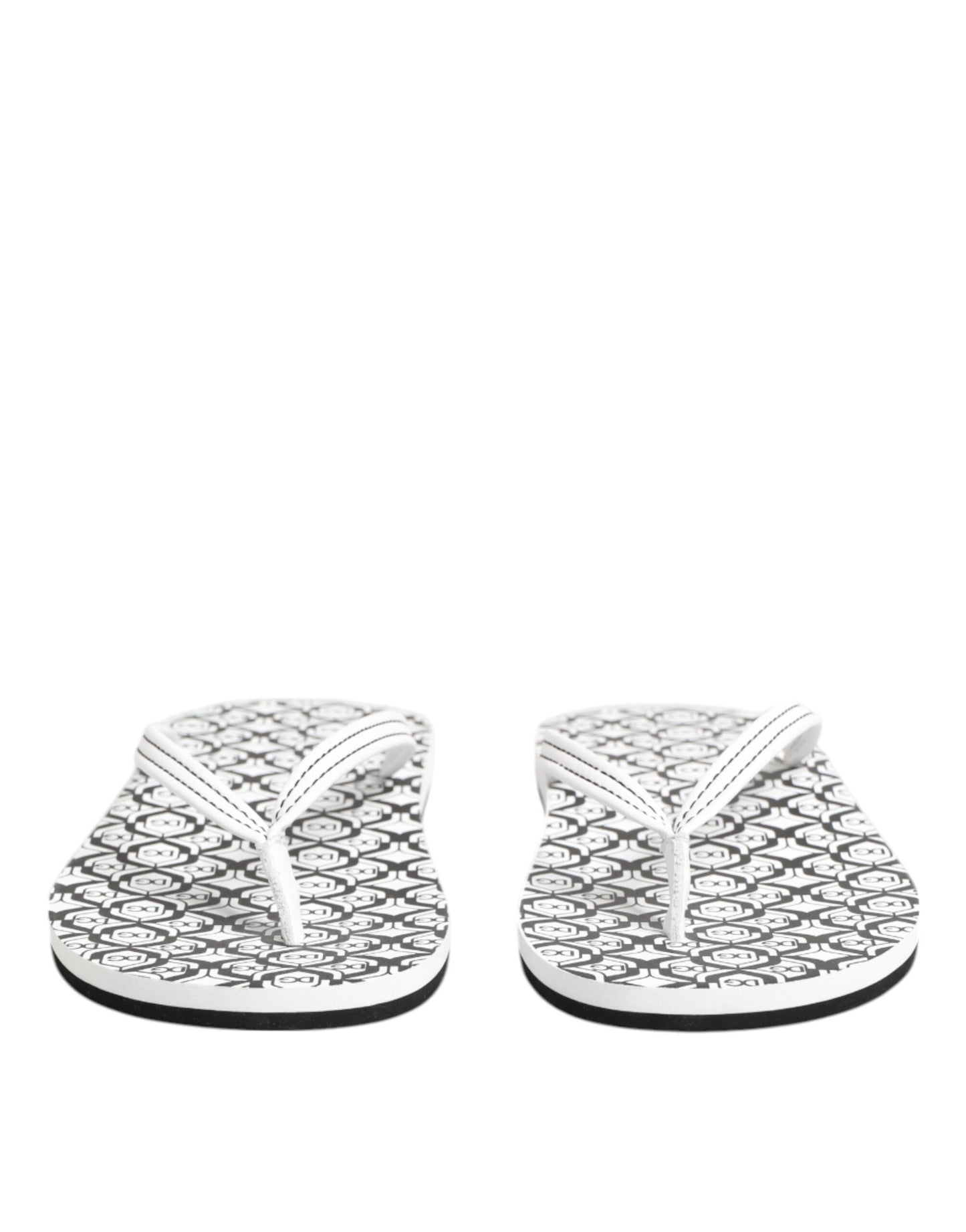 Dolce & Gabbana Schwarz Weiß Logo Beachwear Flats Slipper Schuhe