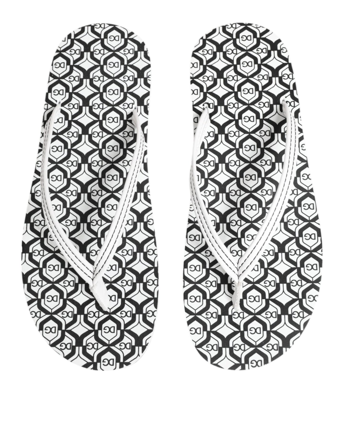 Dolce & Gabbana Schwarz Weiß Logo Beachwear Flats Slipper Schuhe