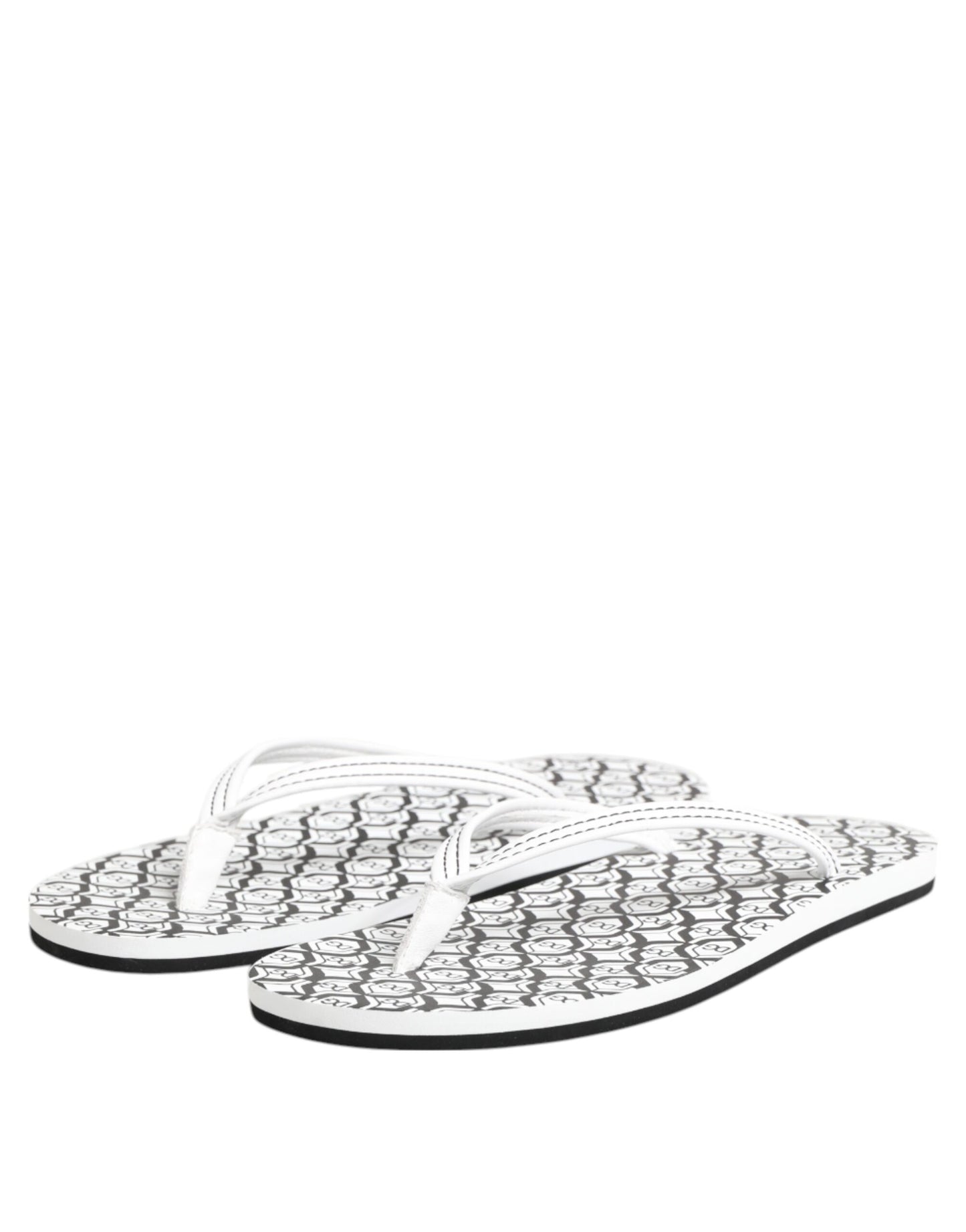 Dolce & Gabbana Schwarz Weiß Logo Beachwear Flats Slipper Schuhe