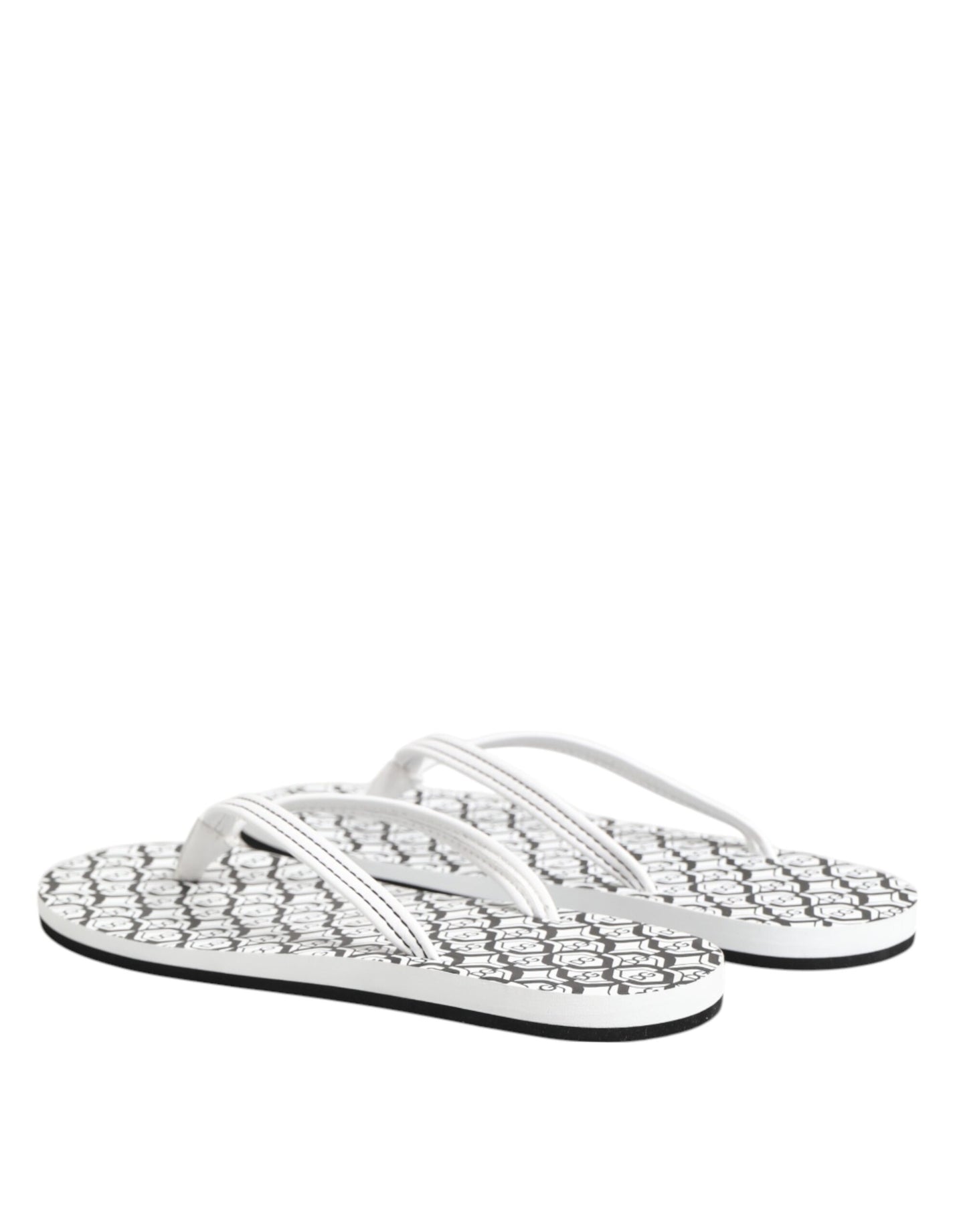 Dolce & Gabbana Schwarz Weiß Logo Beachwear Flats Slipper Schuhe