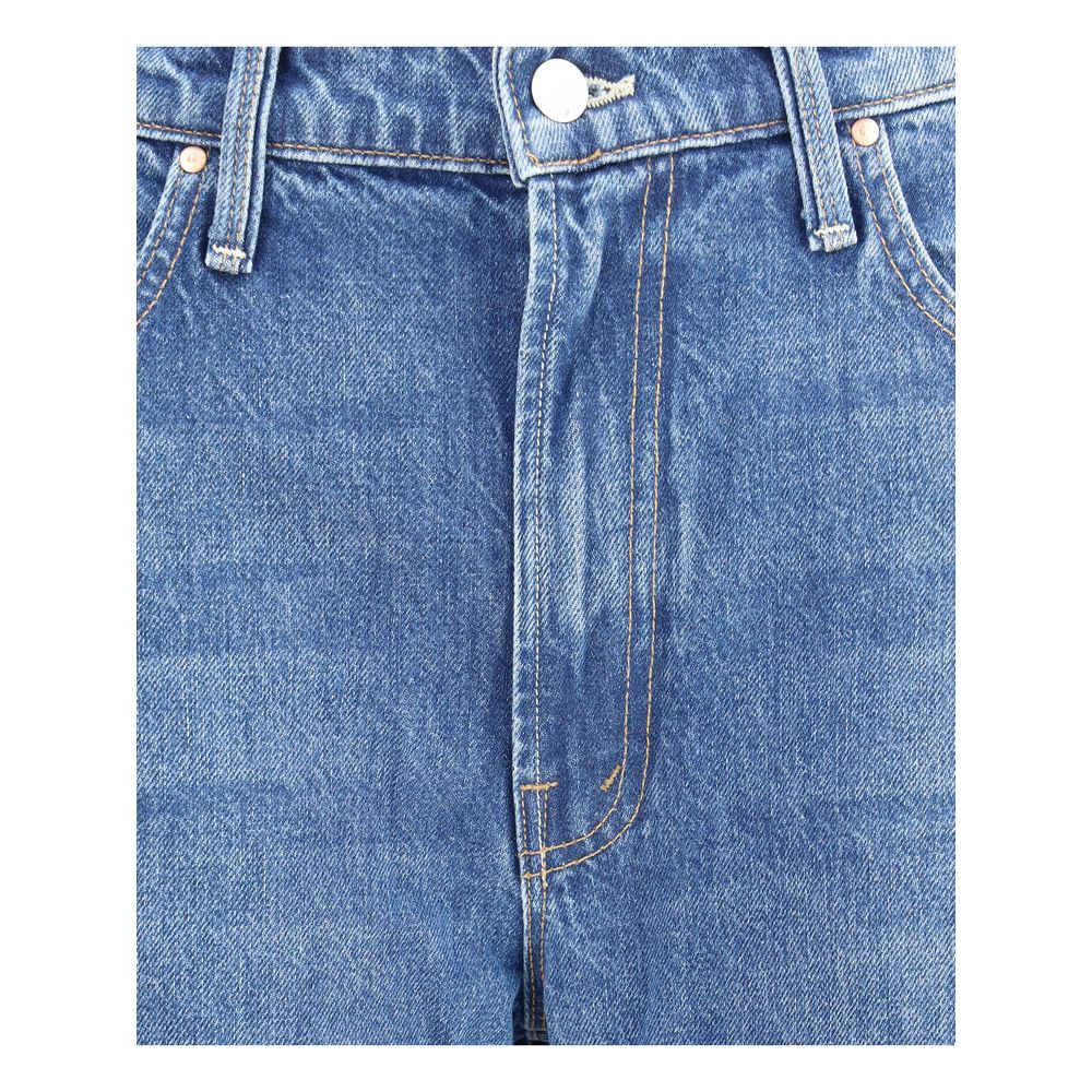 Mother Denim Cropped-Jeans aus Baumwolle in Blau