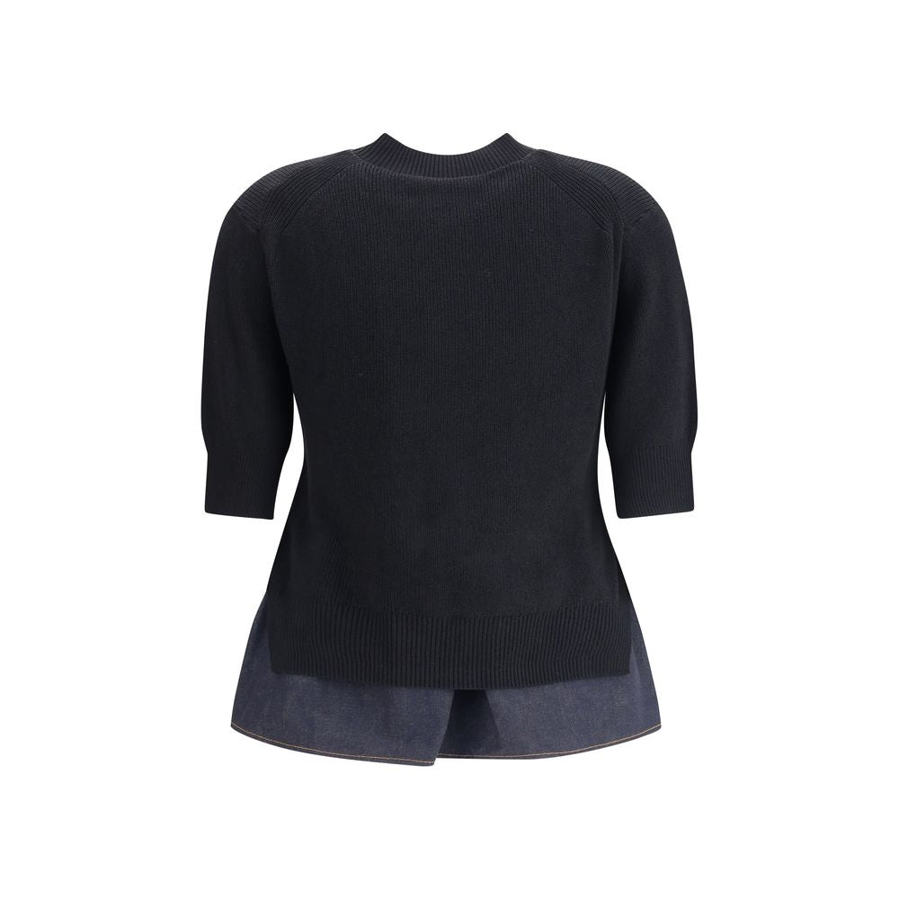 Sacai Pullover mit Denim-Details