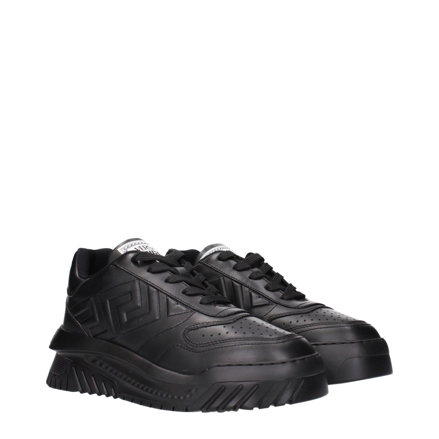 Versace Chunky Sneakers aus schwarzem Leder