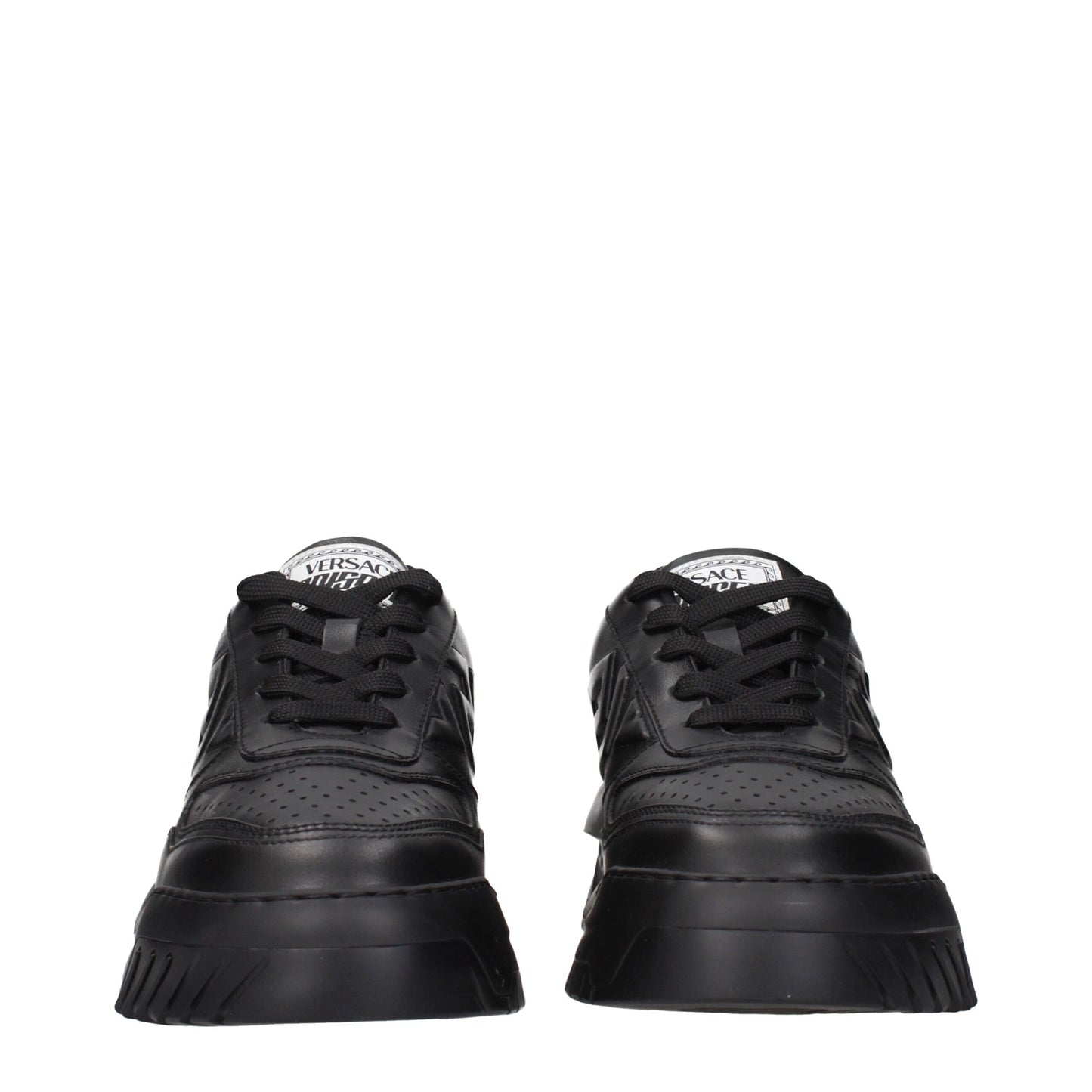 Versace Chunky Sneakers aus schwarzem Leder