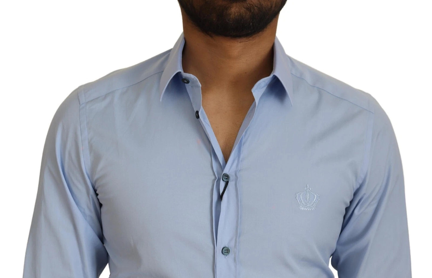 Dolce & Gabbana Hellblaues Slim Fit Hemd aus Baumwolle