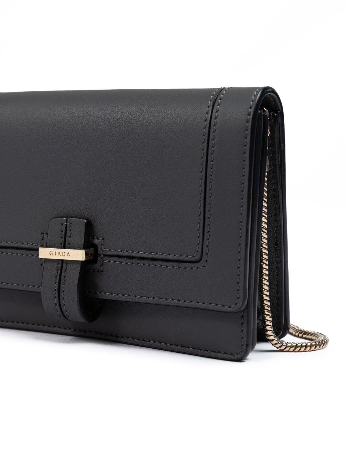 Giada Dunkelgraue Leder-Clutch-Tasche