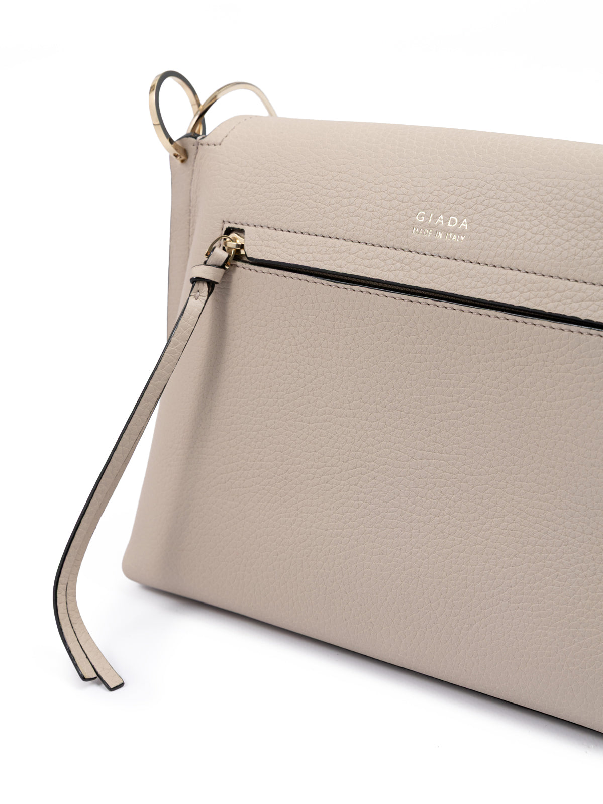 Giada Beige genarbte Leder Crossbody Tasche