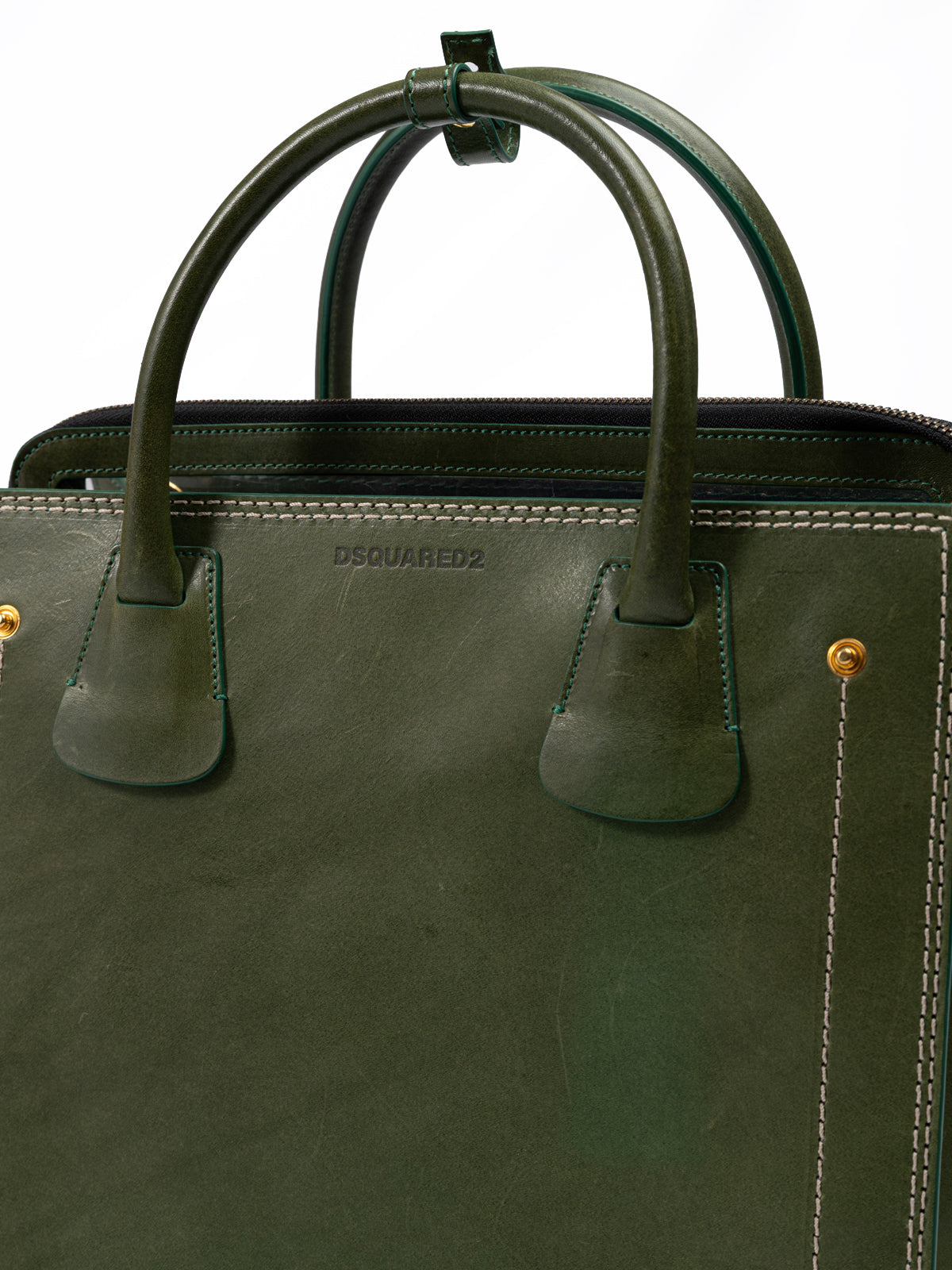 Dsquared² Tote Tasche aus grünem Leder