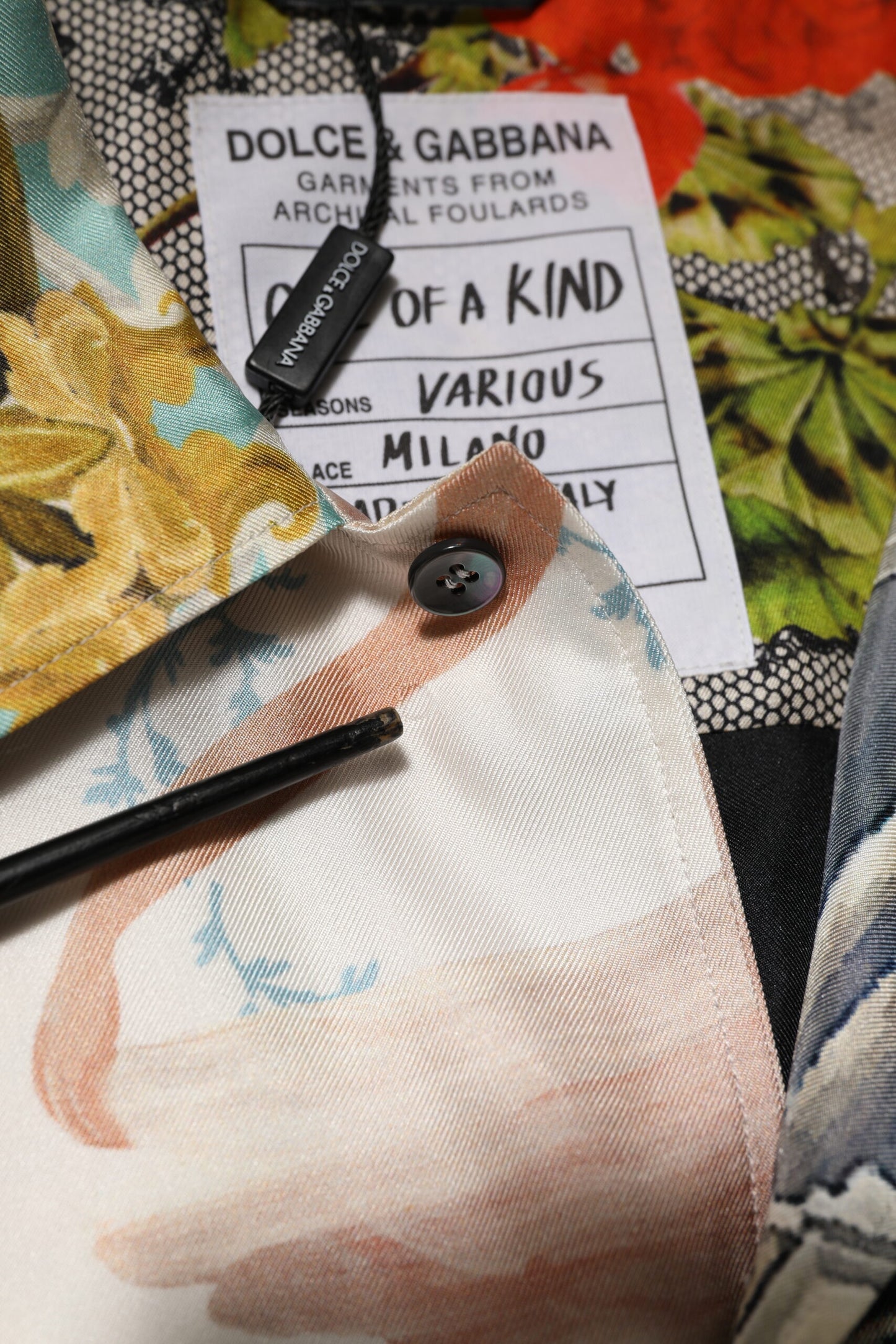 Dolce & Gabbana Multicolor Seidenoper Print Herren Freizeithemd