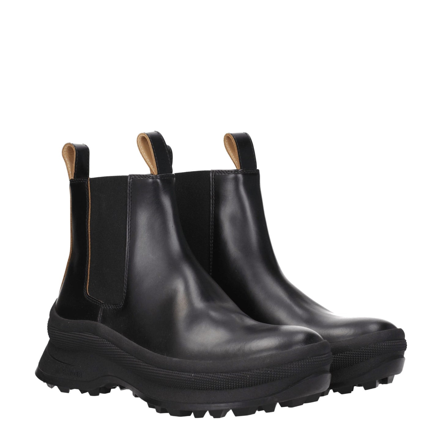 Jil Sander Schwarze Lederstiefeletten