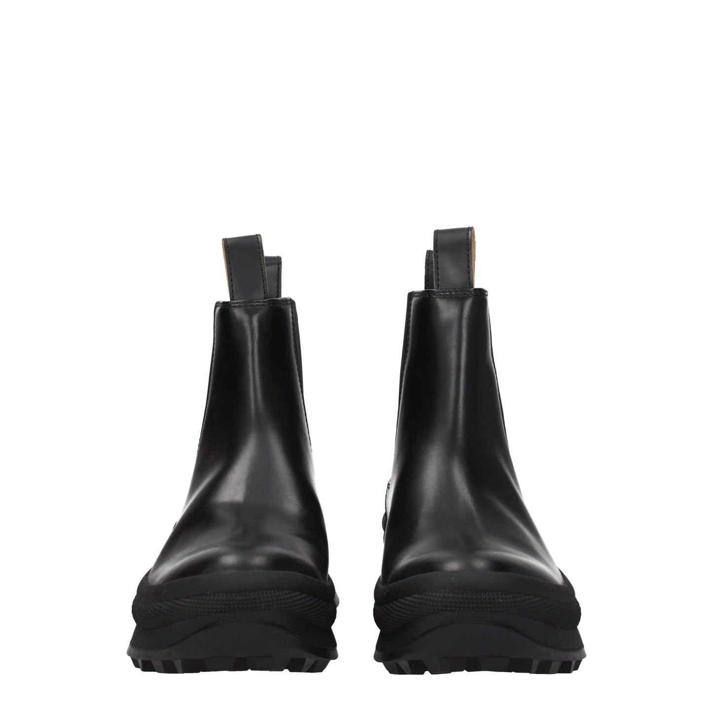 Jil Sander Schwarze Lederstiefeletten