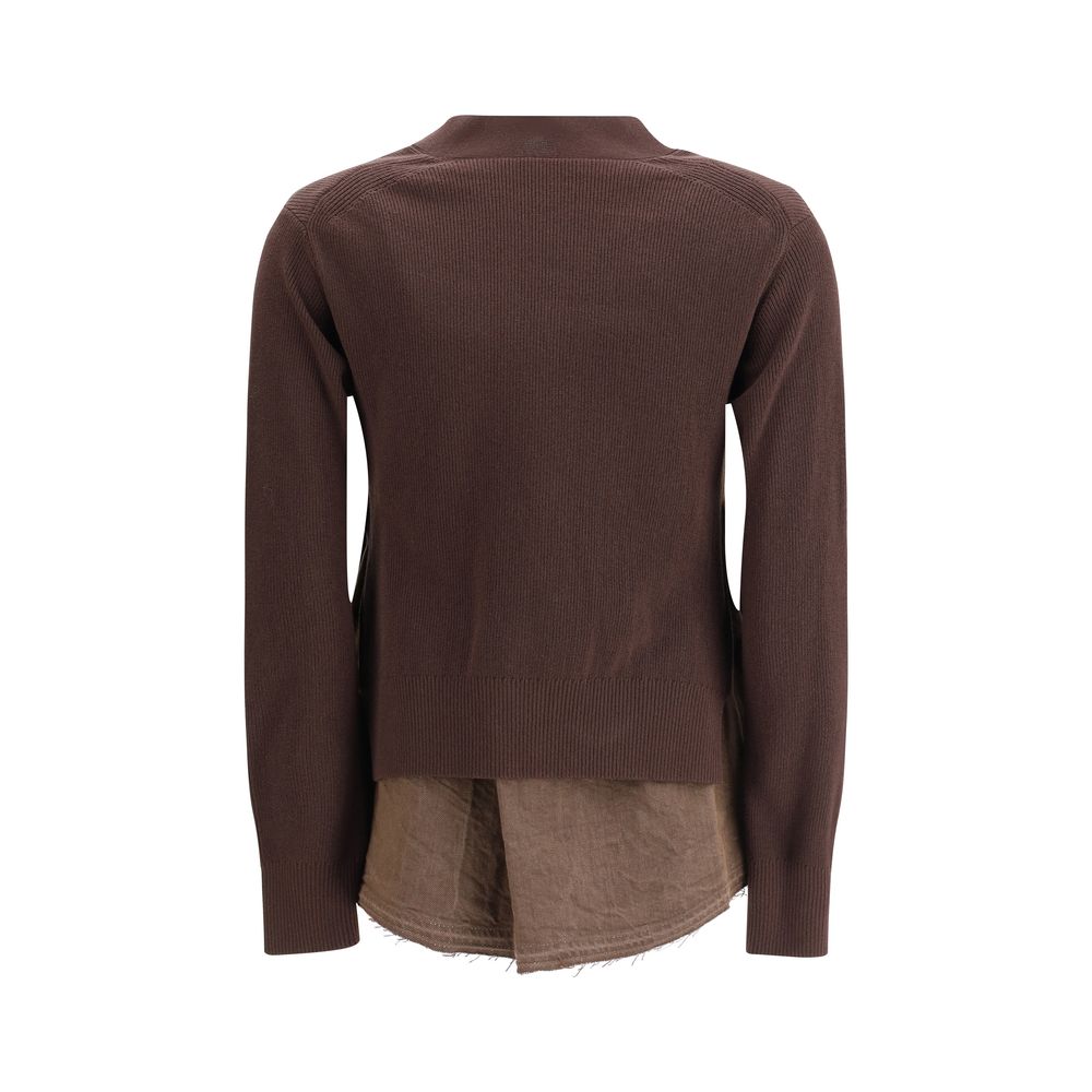 Sacai Strickjacke mit Denim-Einsatz
