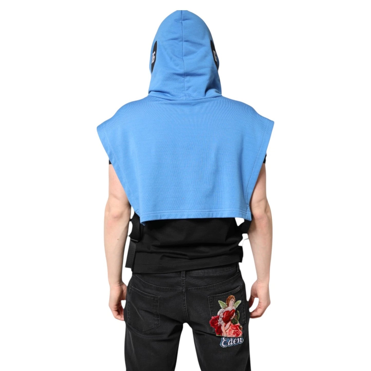 Dolce & Gabbana Blaue Baumwolle mit Kapuze Männer Sportswear Einheitsgröße Weste