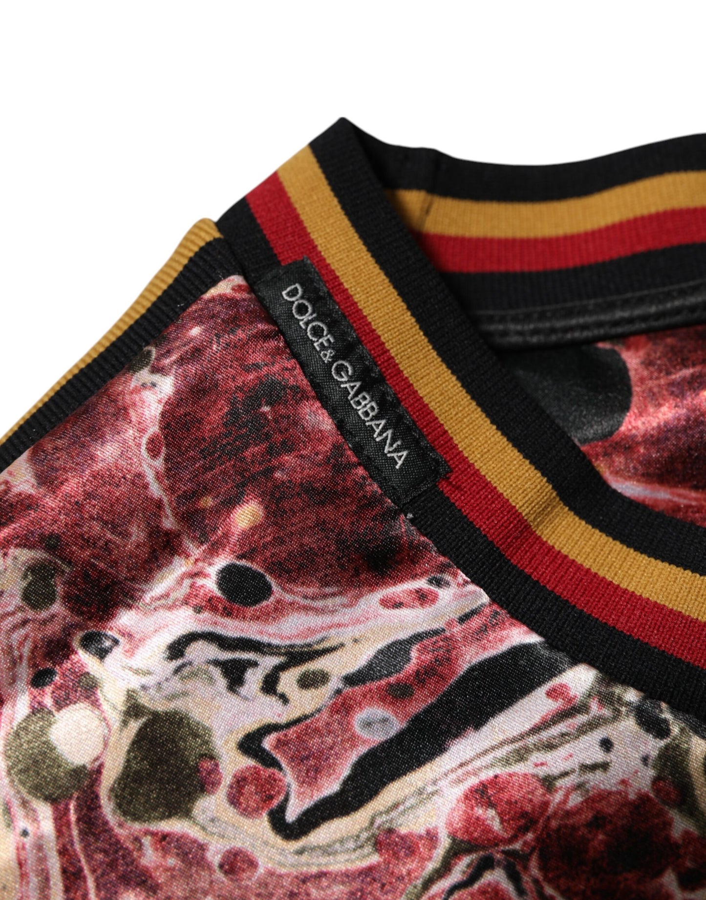 Dolce & Gabbana Mehrfarbiges Polyester-T-Shirt mit Marmordruck in Übergröße